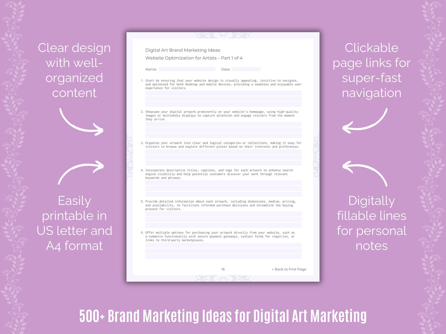 Digital Art Brand Marketing Ideas Workbook