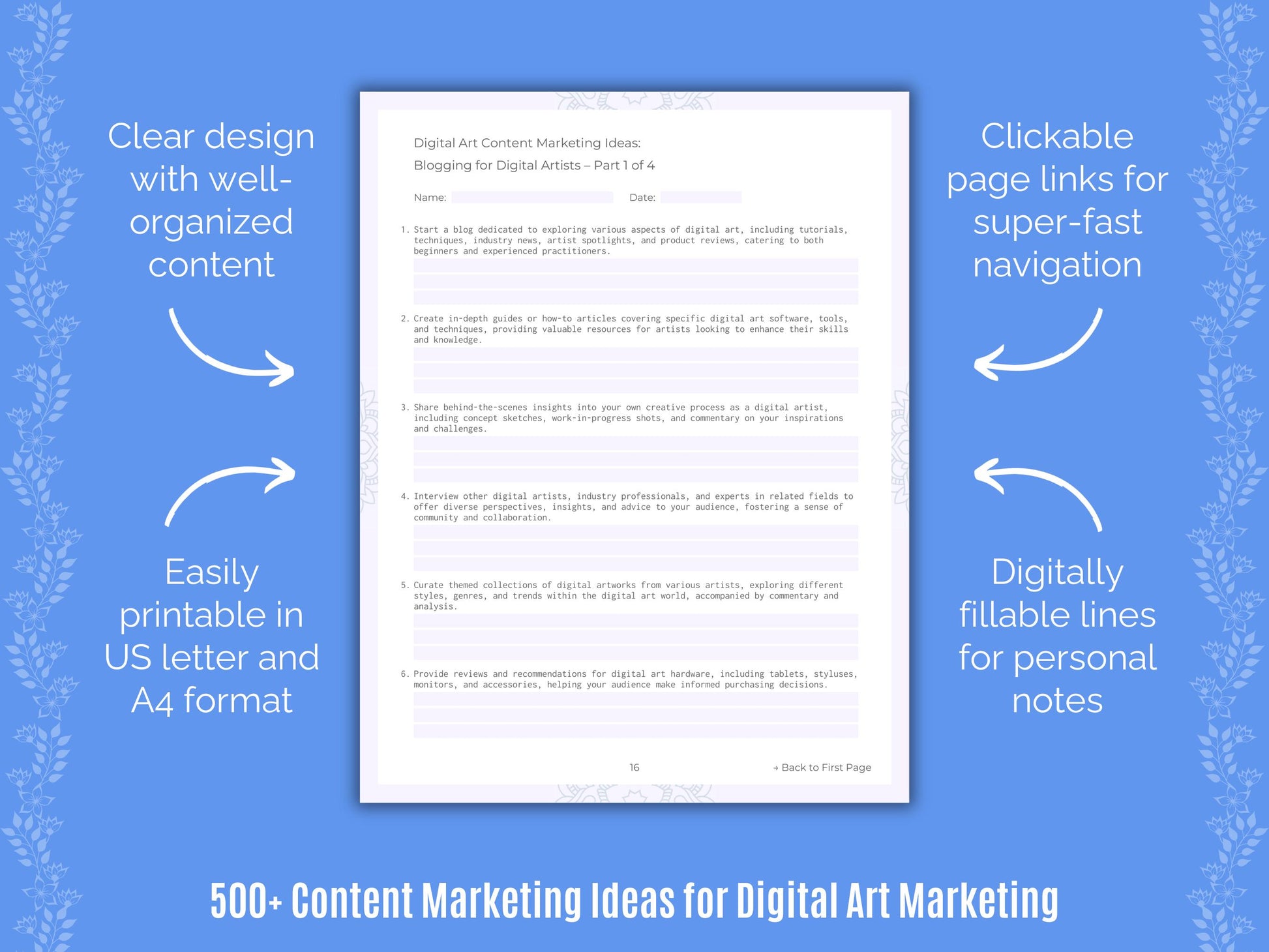 Digital Art Marketing Worksheets