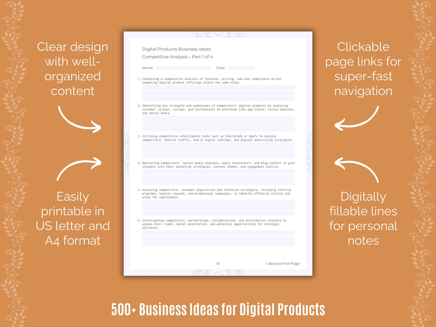 Digital Products Business Ideas Workbook