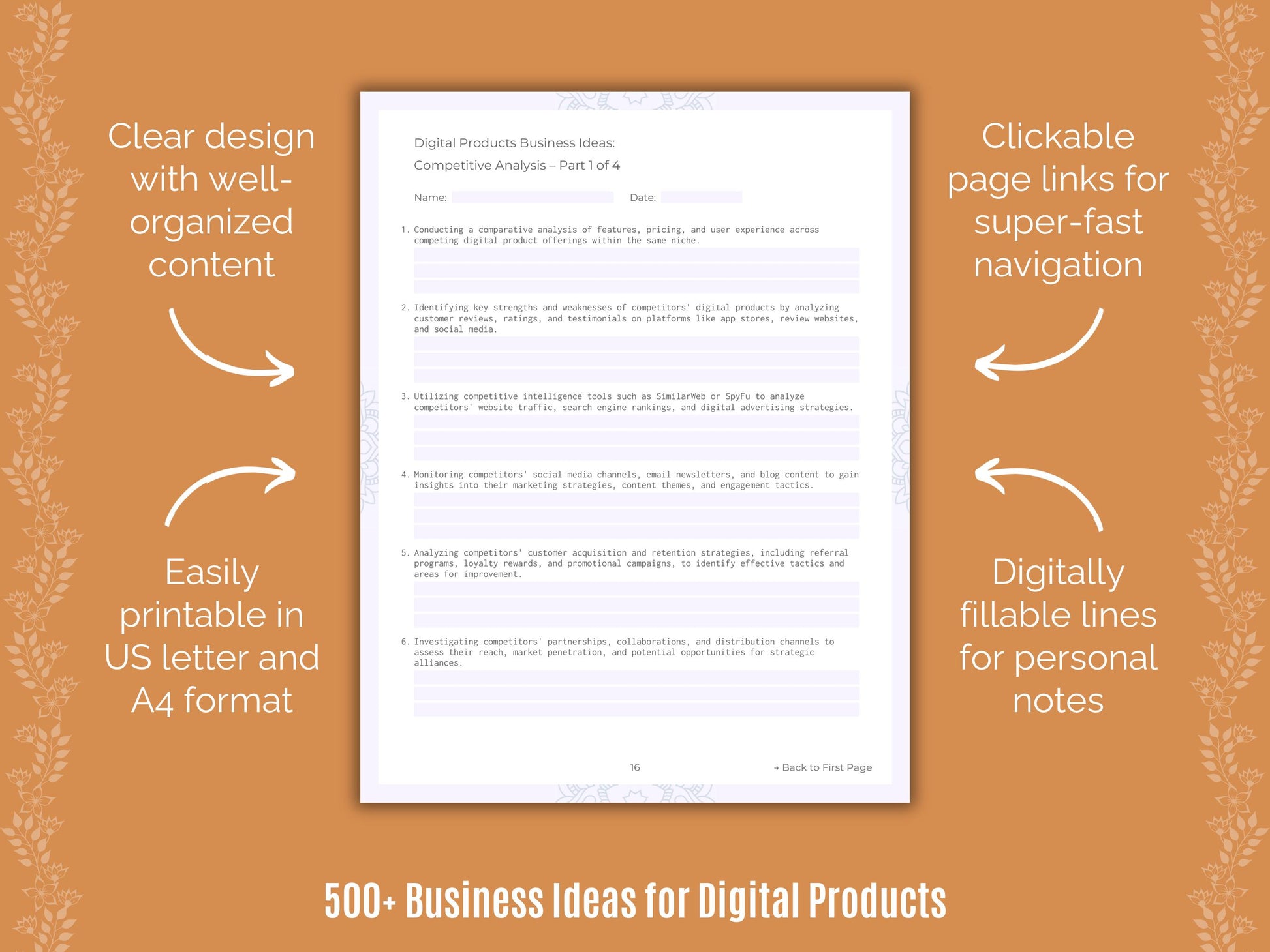 Digital Products Business Ideas Workbook