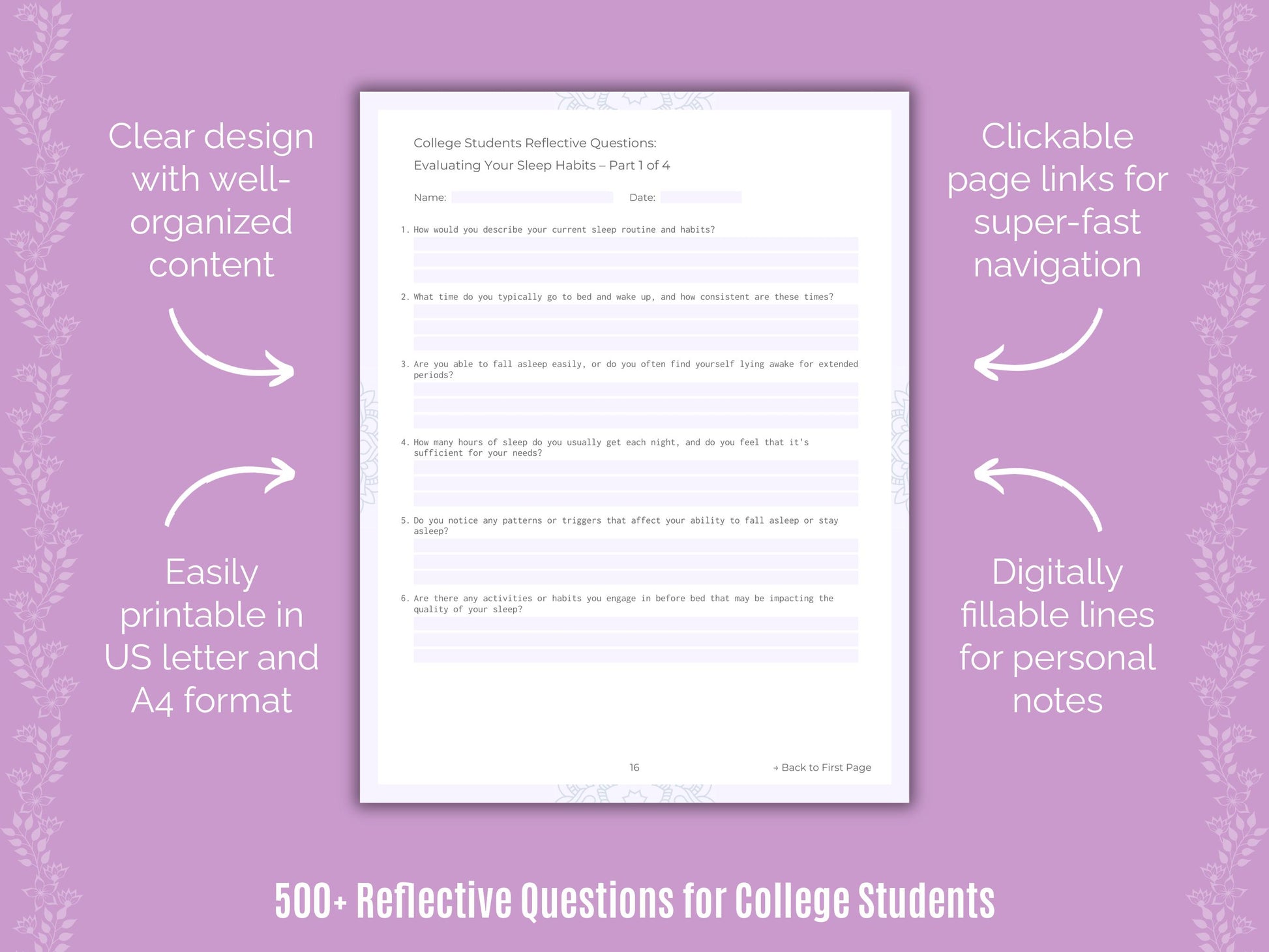 College Students Reflective Questions Resource