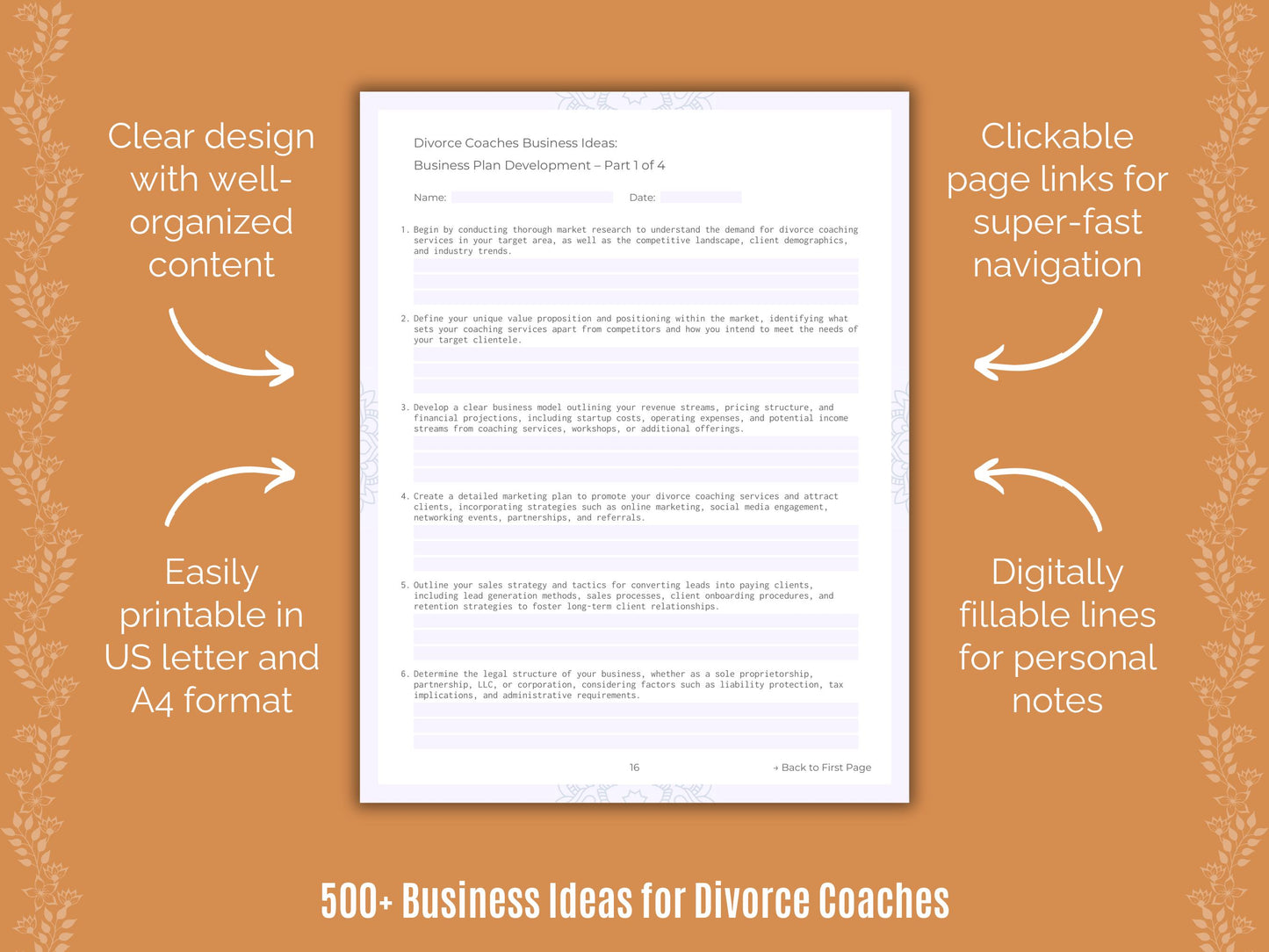 Divorce Coaches Business Worksheets