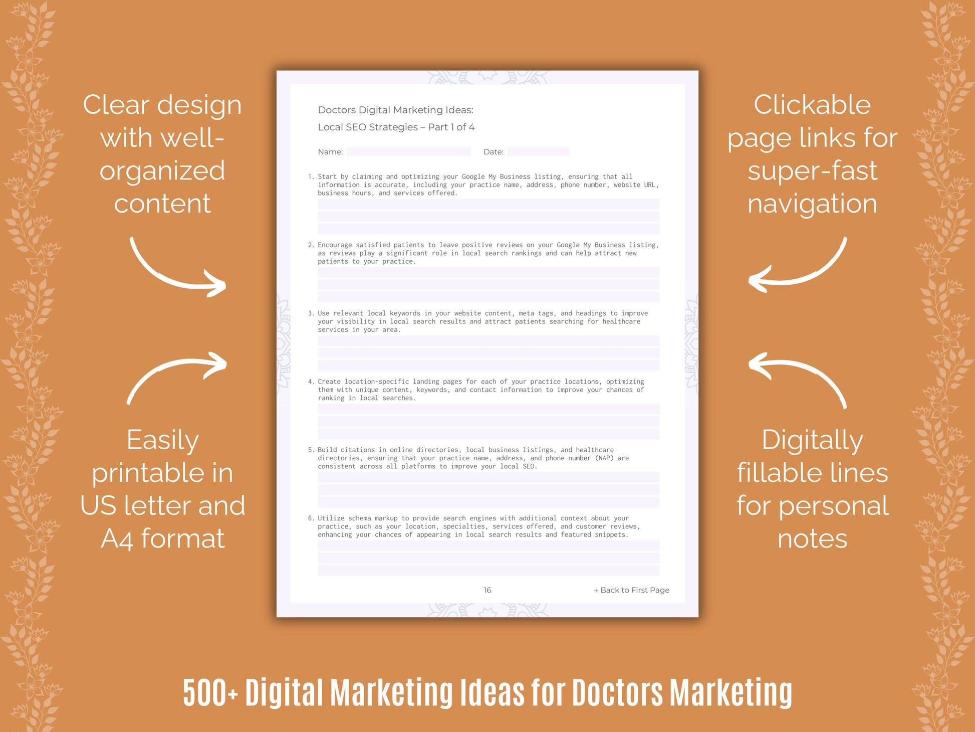 Doctors Digital Marketing Ideas Worksheets