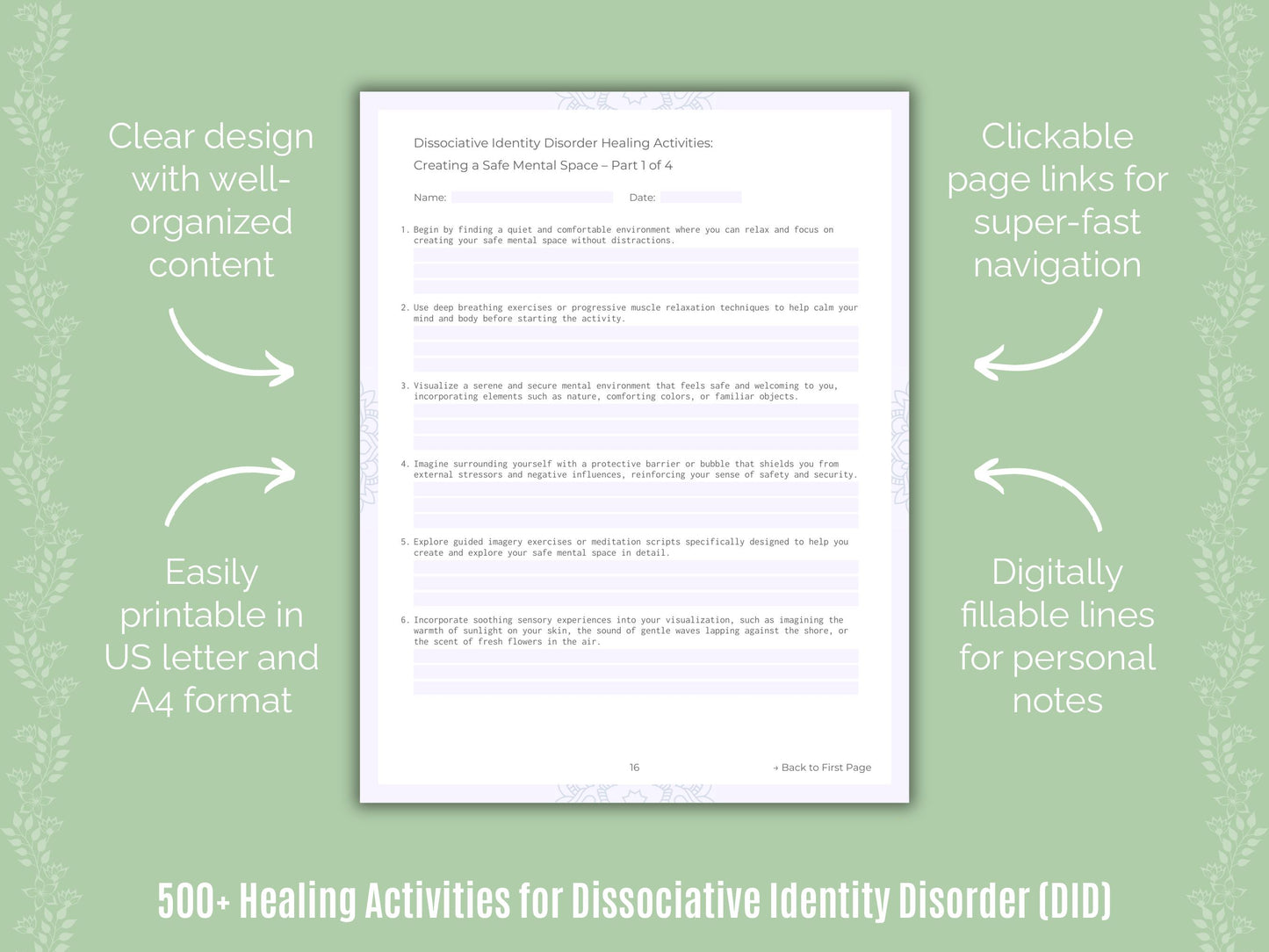 Dissociative Identity Disorder (DID) Healing Activities Resource