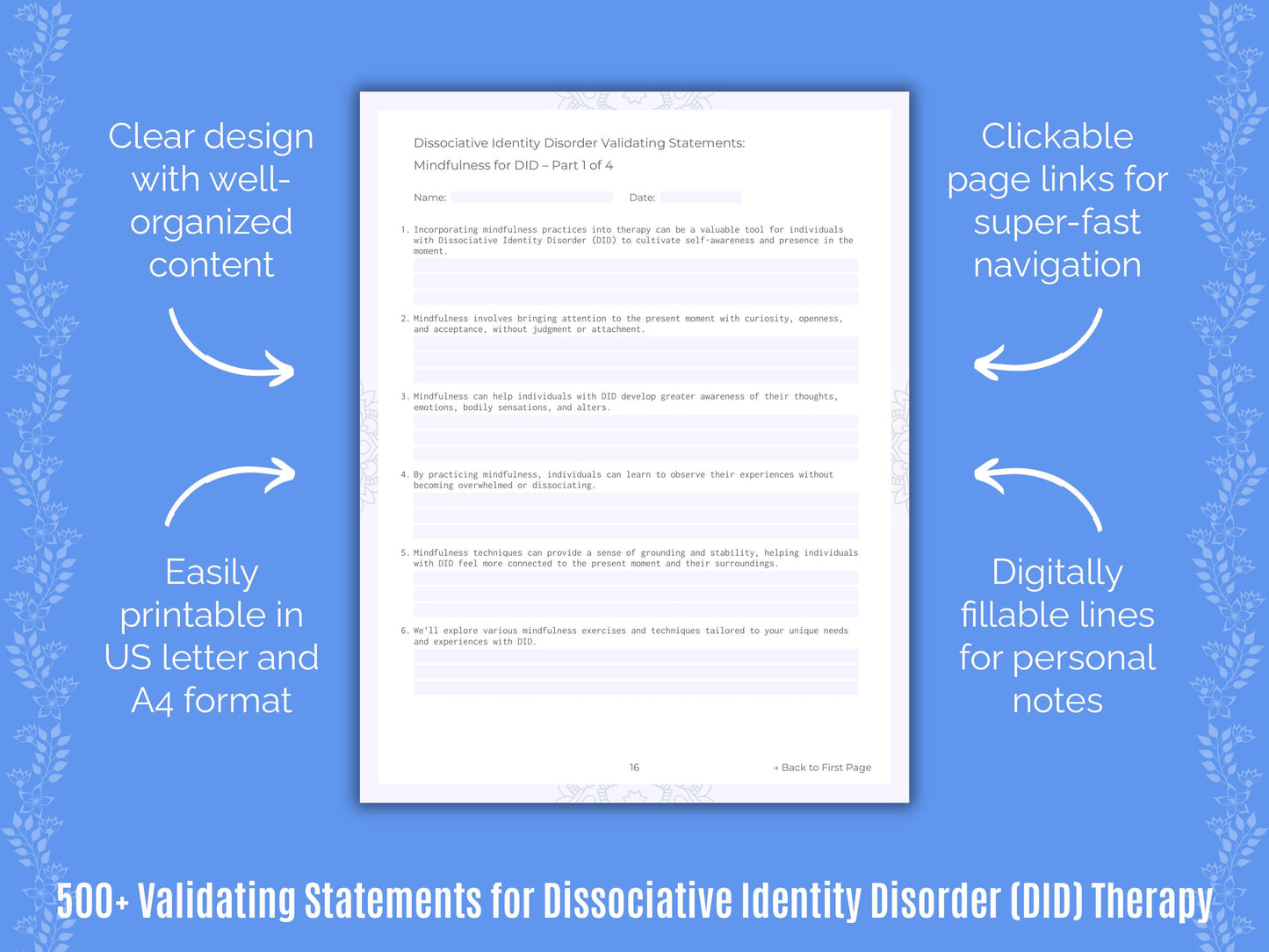 Dissociative Identity Disorder (DID) Validating Therapy Statements Resource