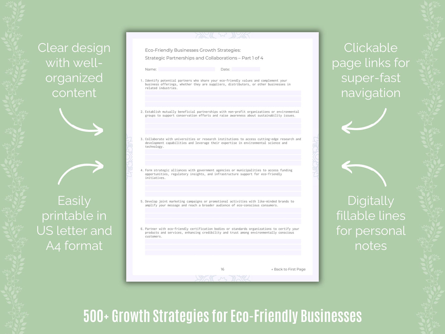 Eco-Friendly Businesses Growth Strategies Worksheets