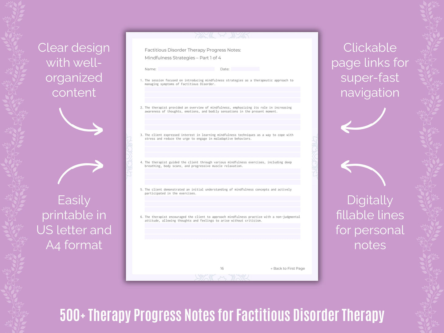 Factitious Disorder Therapy Worksheets