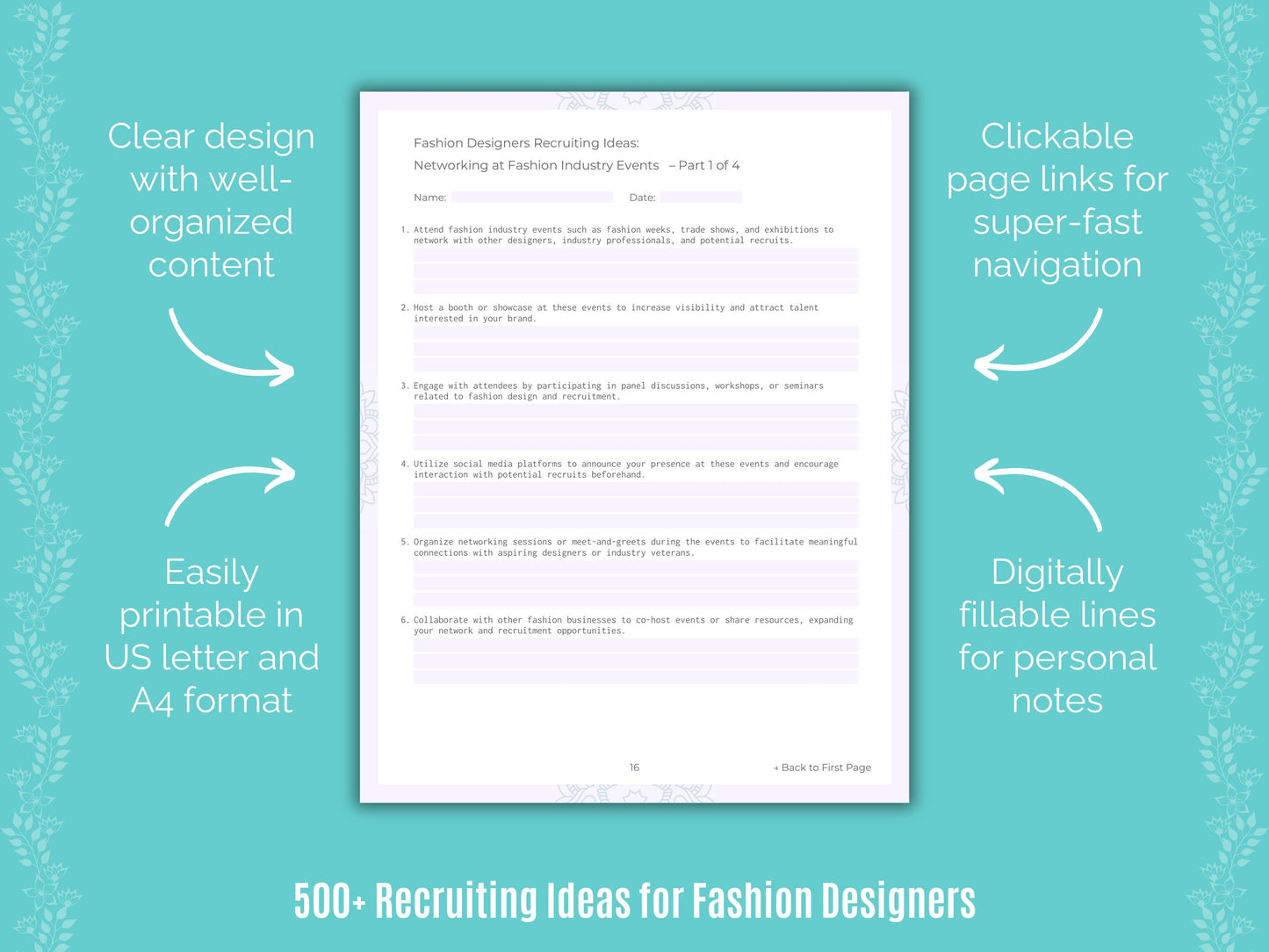Fashion Designers Recruiting Ideas Worksheets