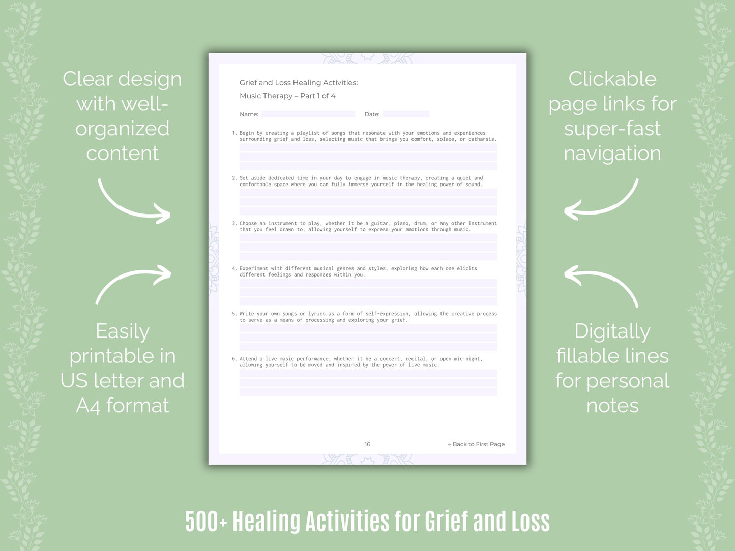 Grief and Loss Mental Health Workbook