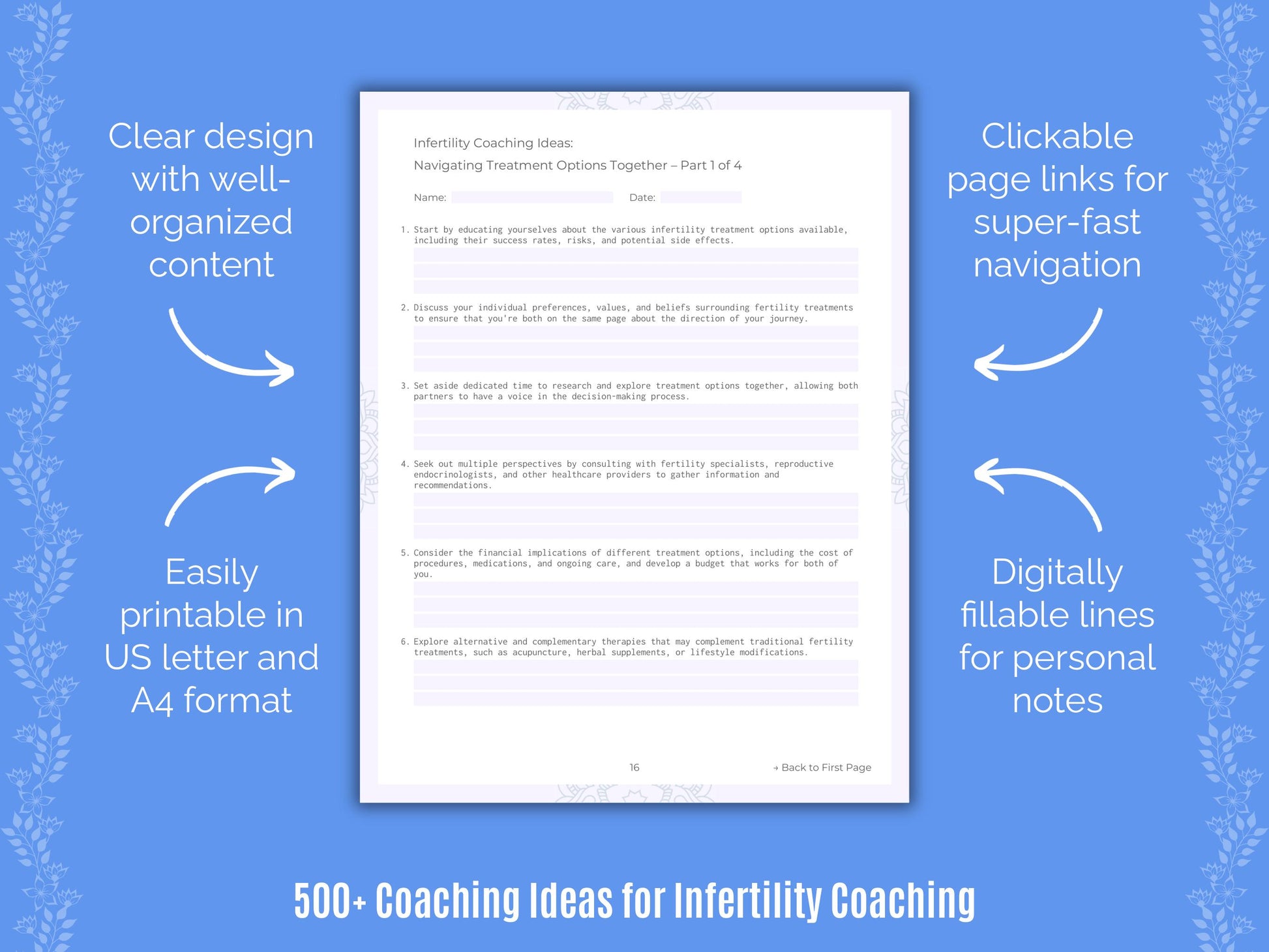 Infertility Coaching Ideas Worksheets