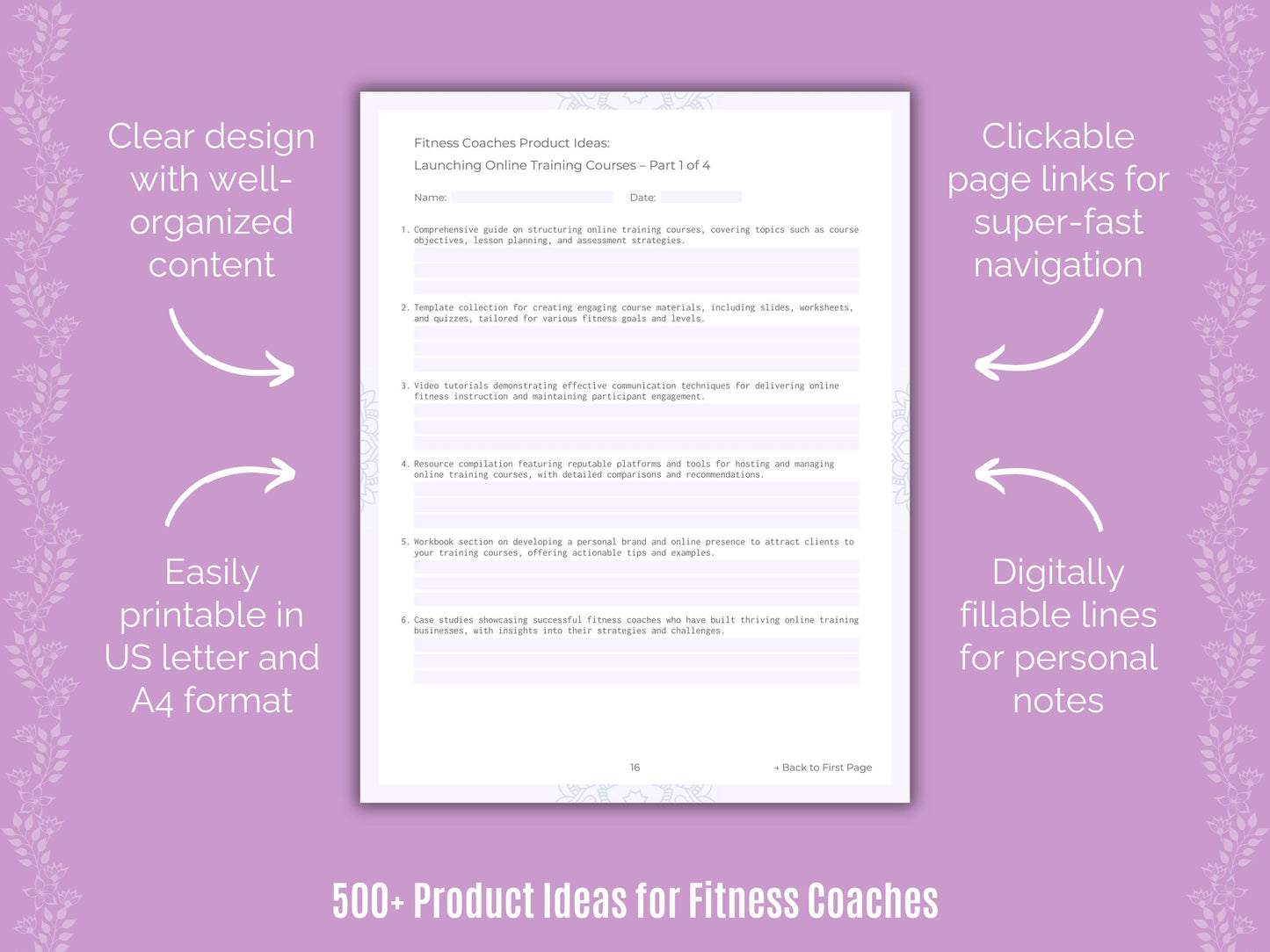 Fitness Coaches Product Ideas Workbook