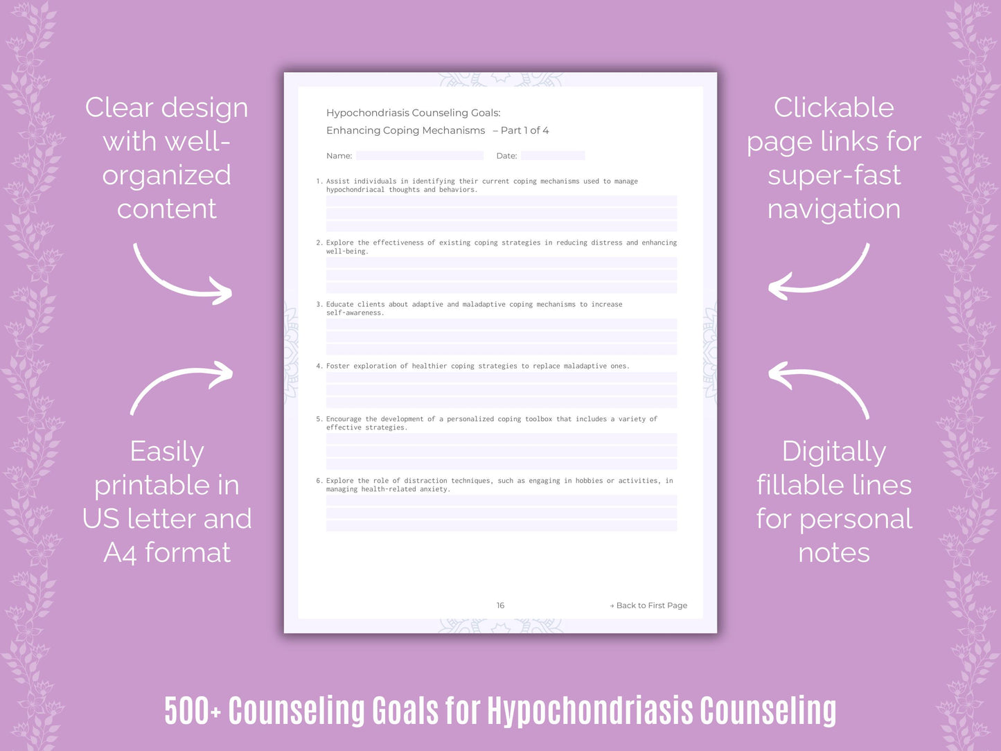 Hypochondriasis Counseling Worksheets