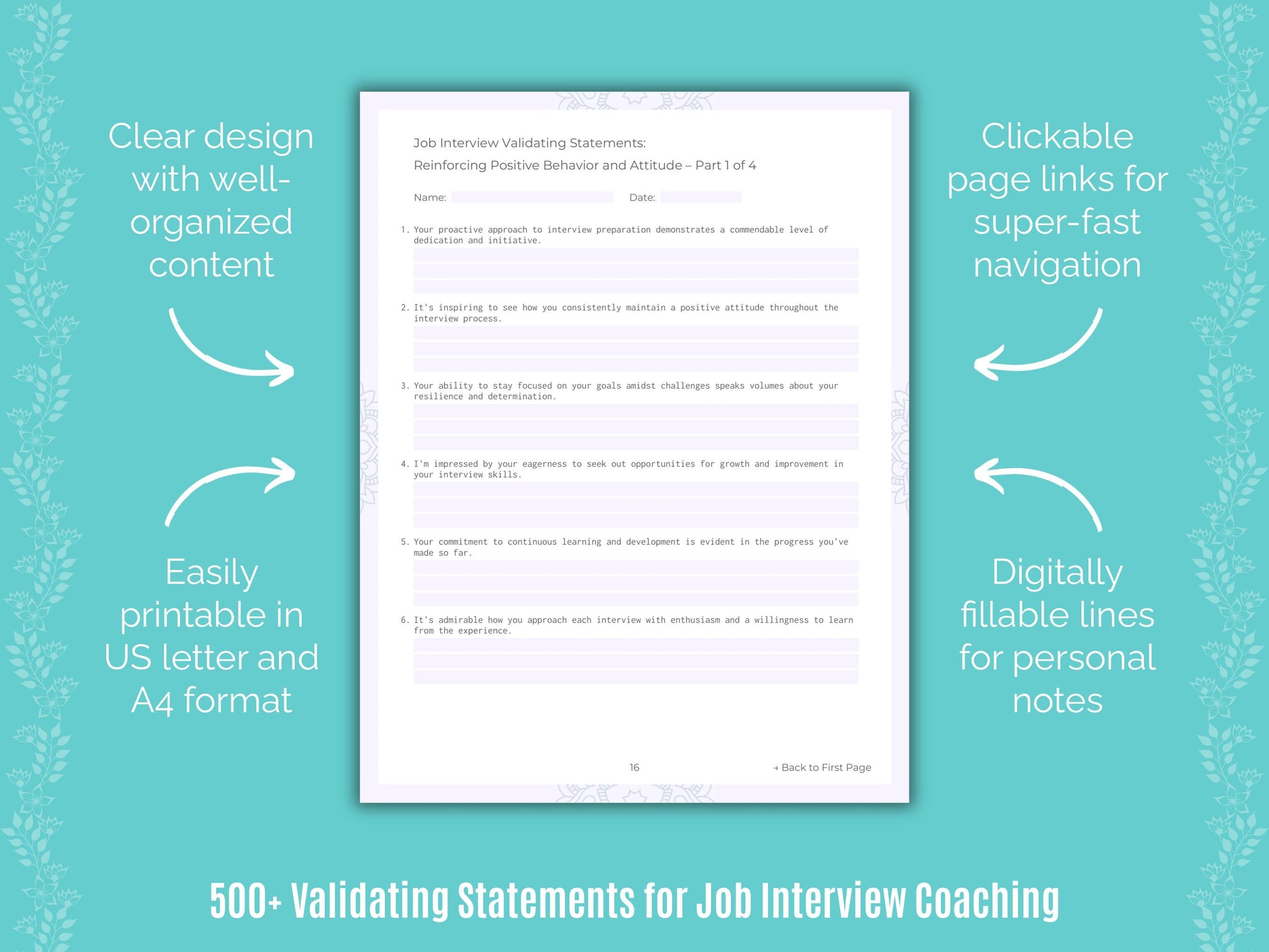 Job Interview Validating Coaching Statements Resource