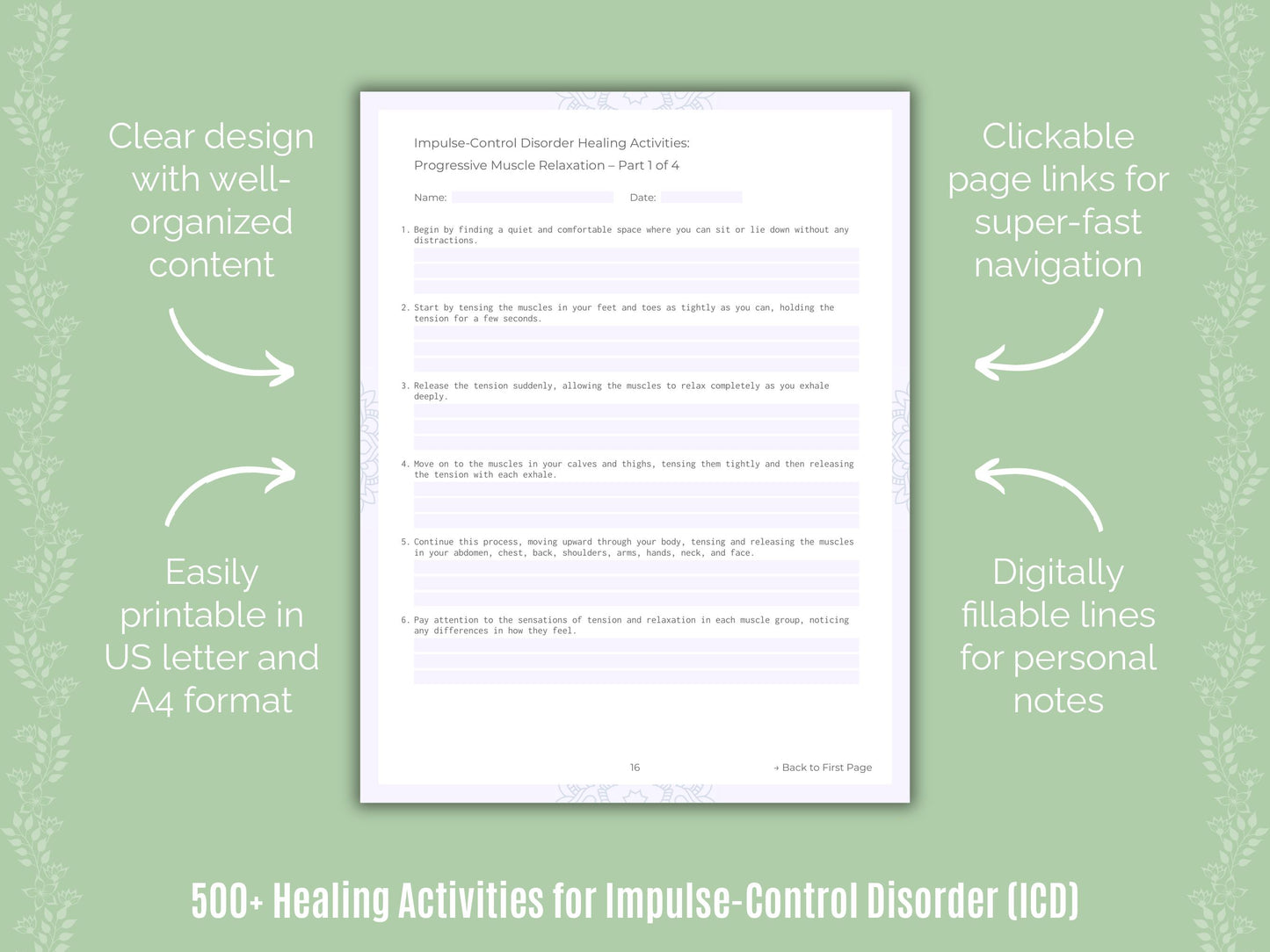 Impulse-Control Disorder (ICD) Healing Activities
