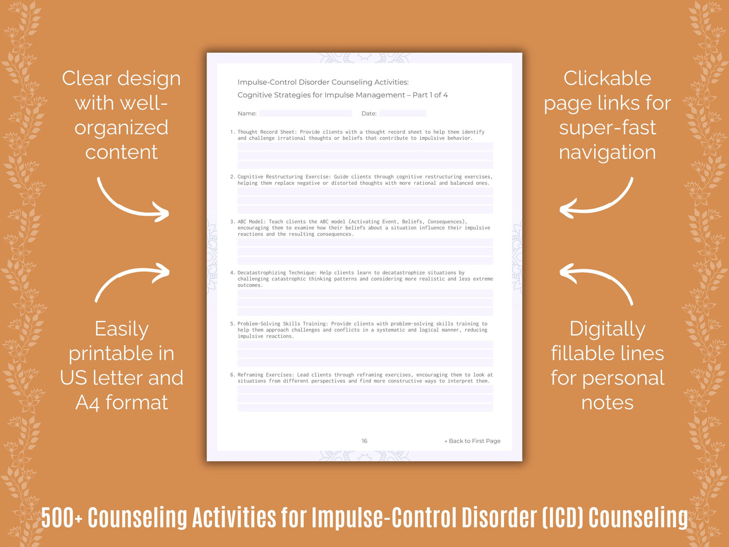 Impulse-Control Disorder (ICD) Counseling Activities Resource