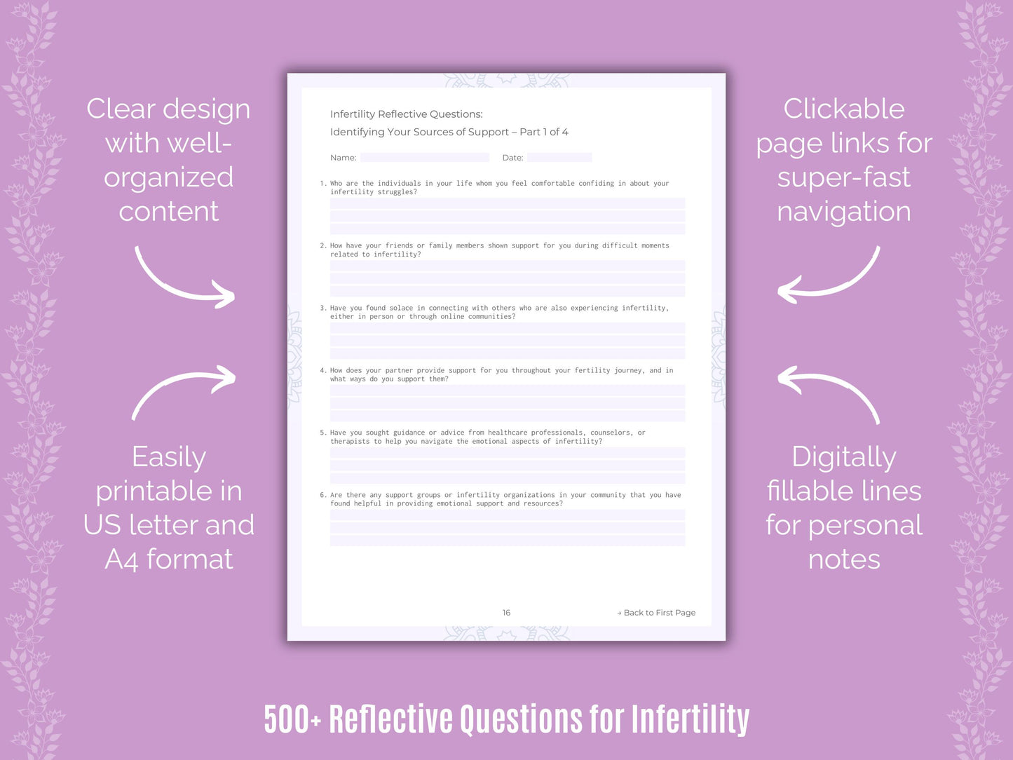 Infertility Reflective Questions Workbook