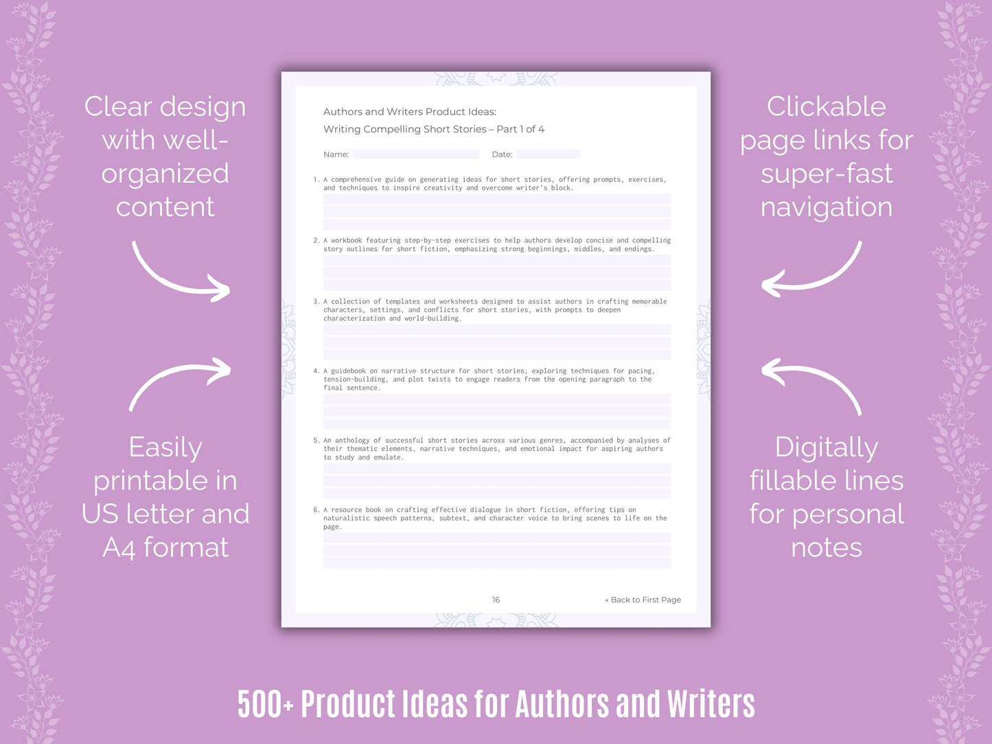 Authors and Writers Product Ideas Resource