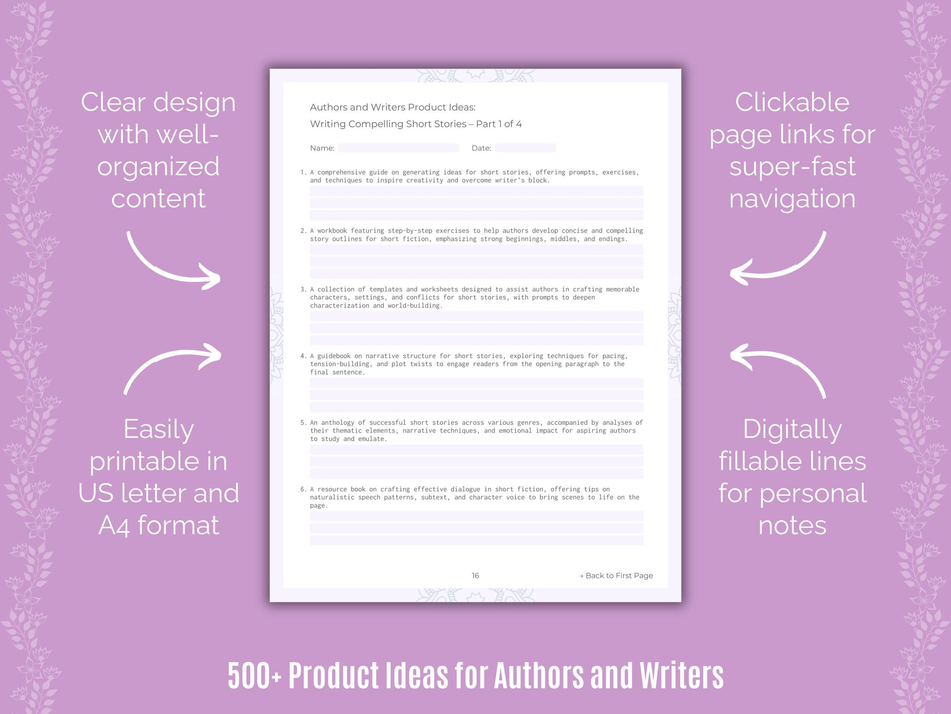 Authors and Writers Product Ideas Resource
