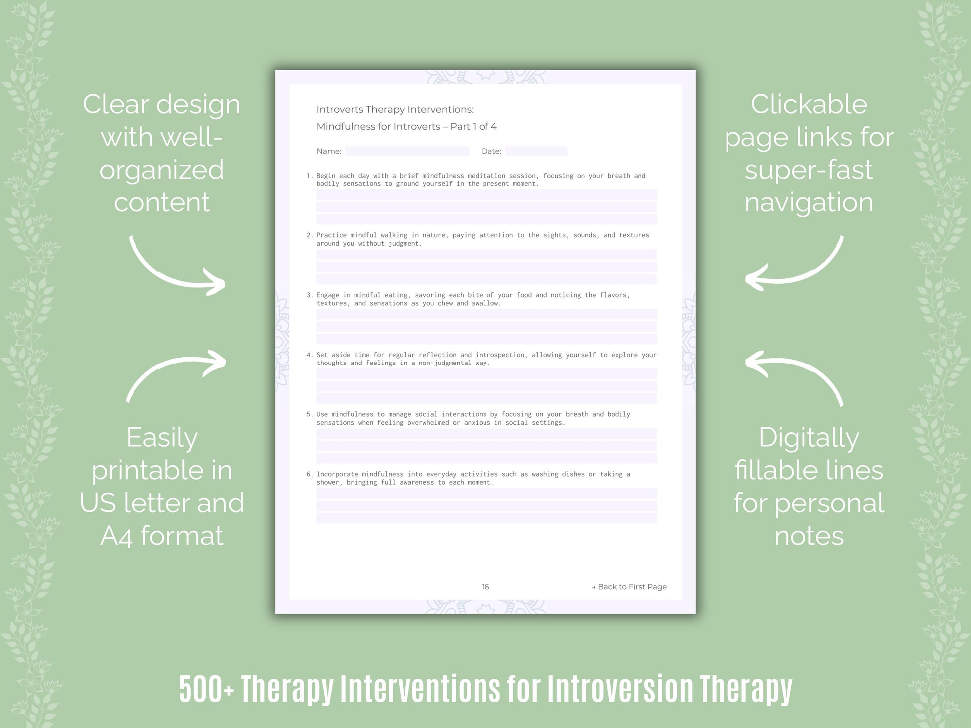 Introversion Therapy Interventions Workbook