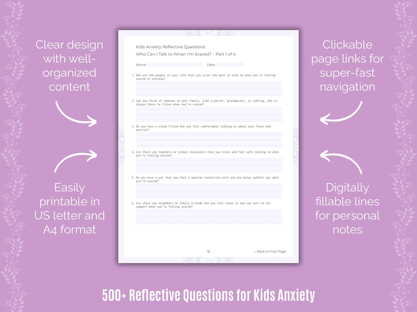 Kids Anxiety Mental Health Worksheets