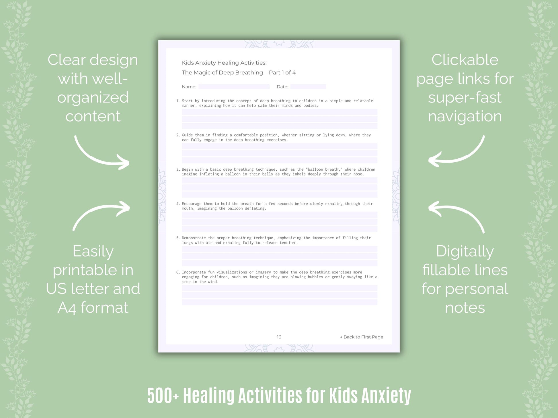Kids Anxiety Healing Activities Worksheets