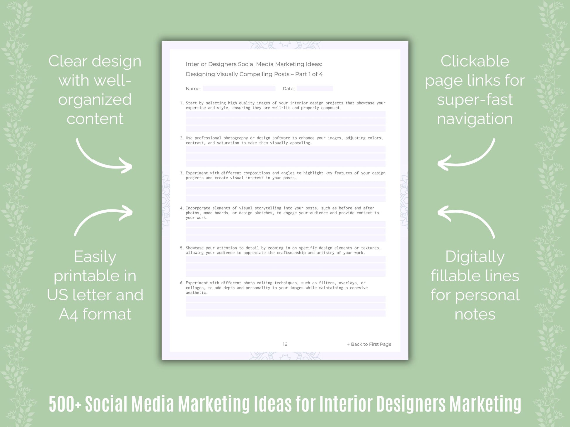Interior Designers Marketing Worksheets