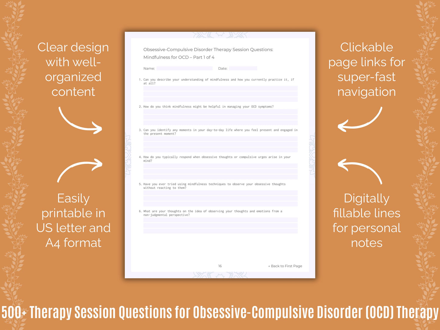 Obsessive-Compulsive Disorder (OCD) Therapy Workbook