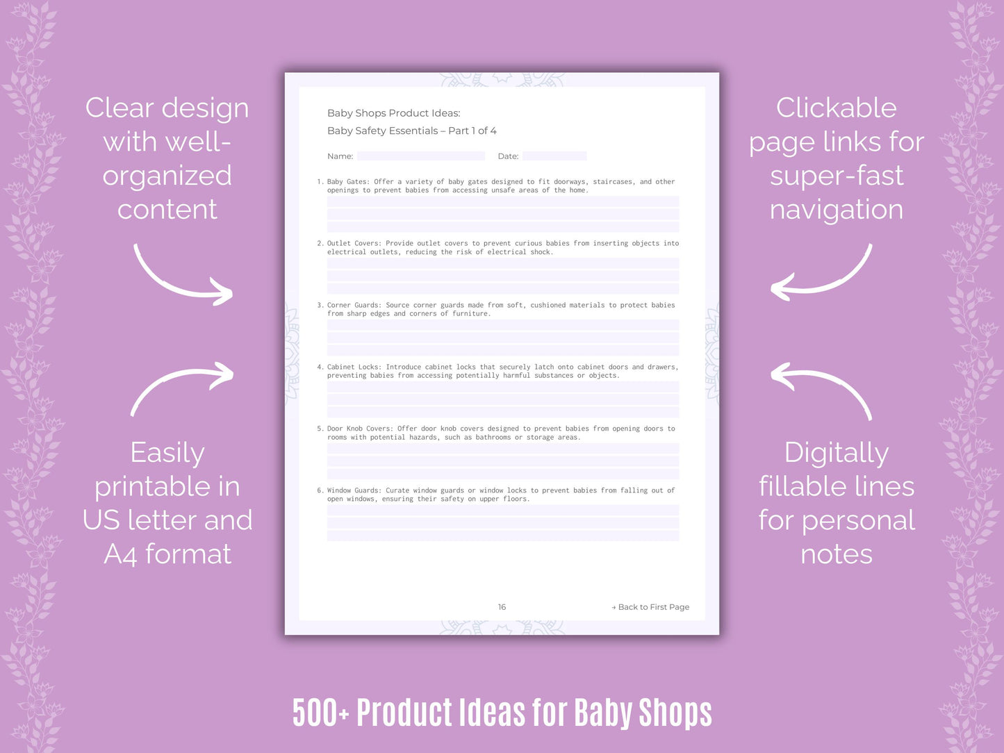 Baby Shops Product Ideas Workbook