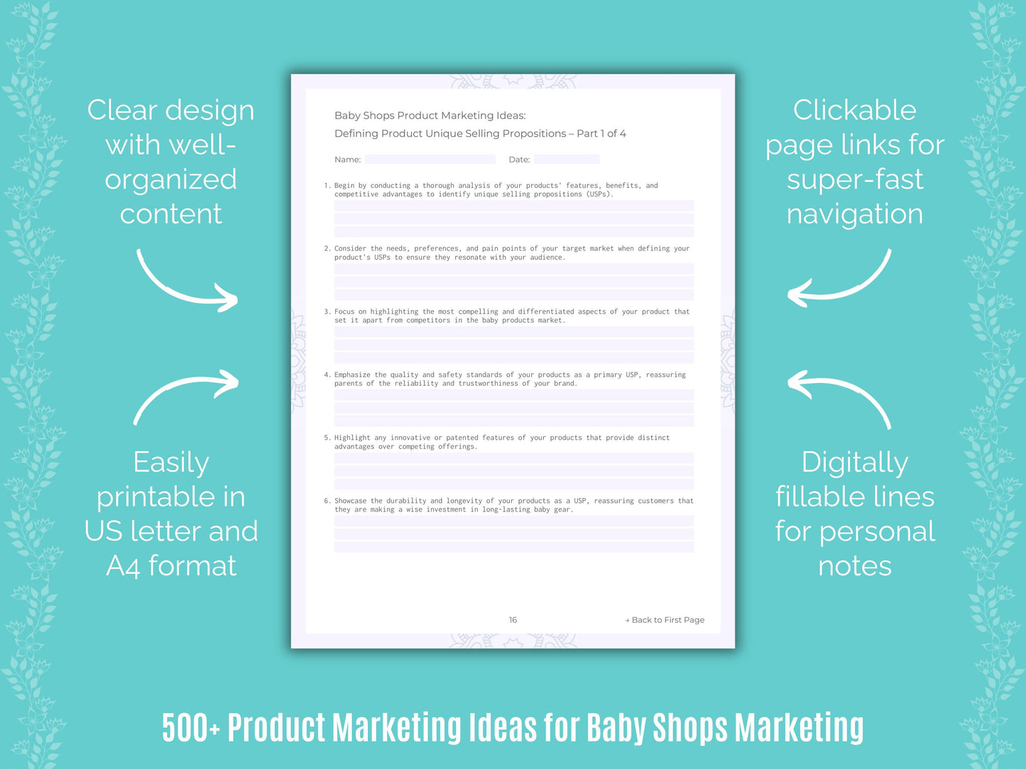 Baby Shops Marketing Worksheets