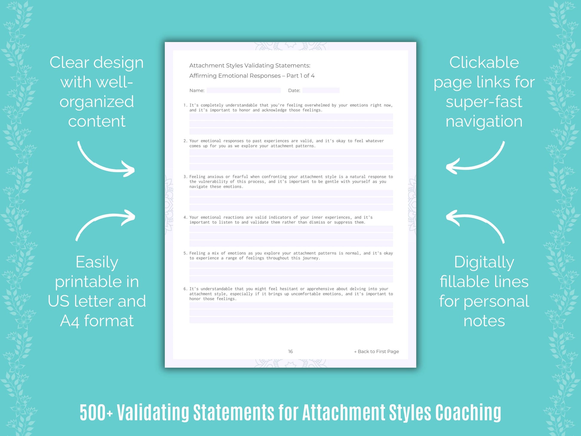 Attachment Styles Validating Coaching Statements Workbook