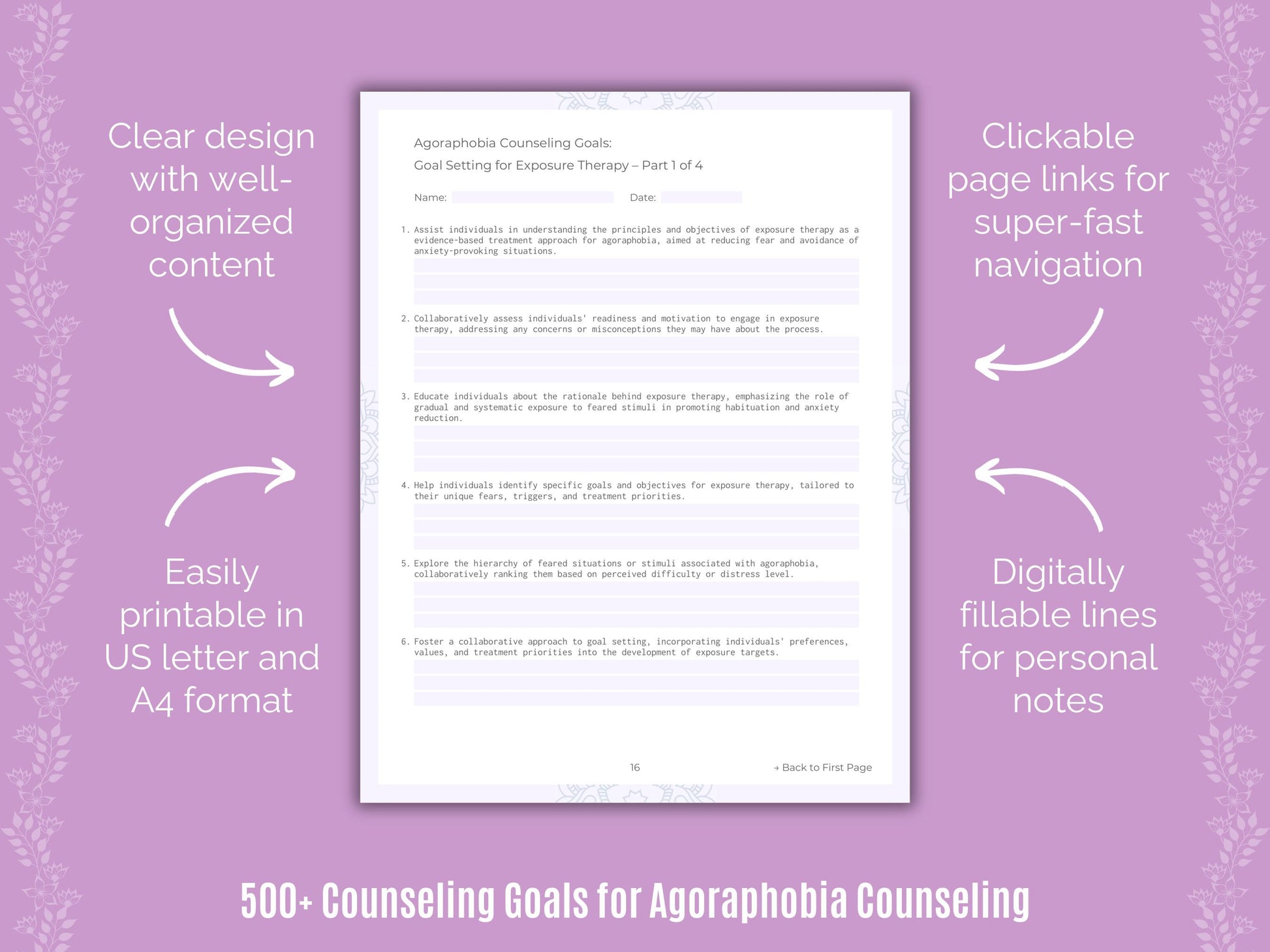 Agoraphobia Counseling Worksheets