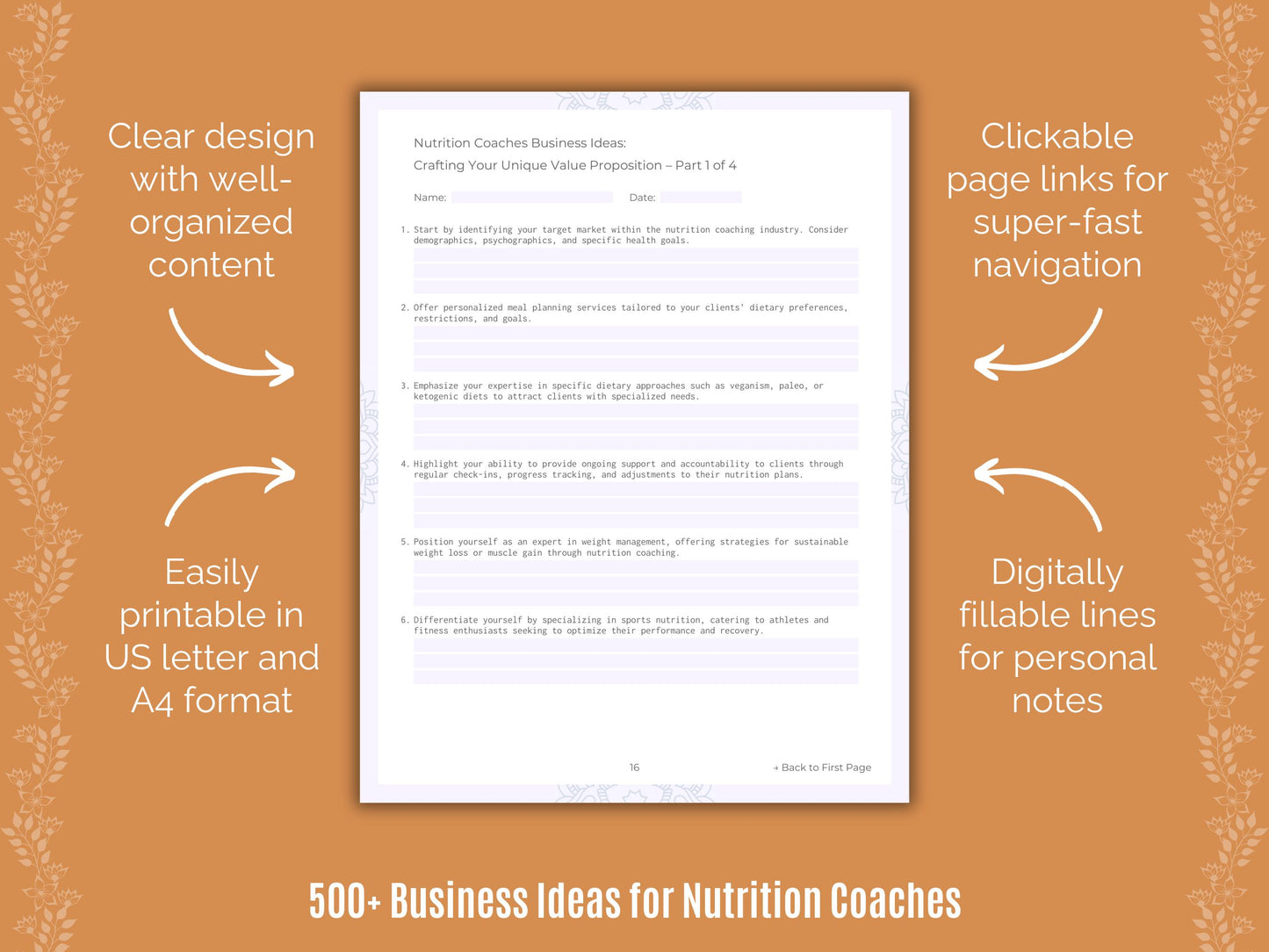Nutrition Coaches Business Ideas Workbook