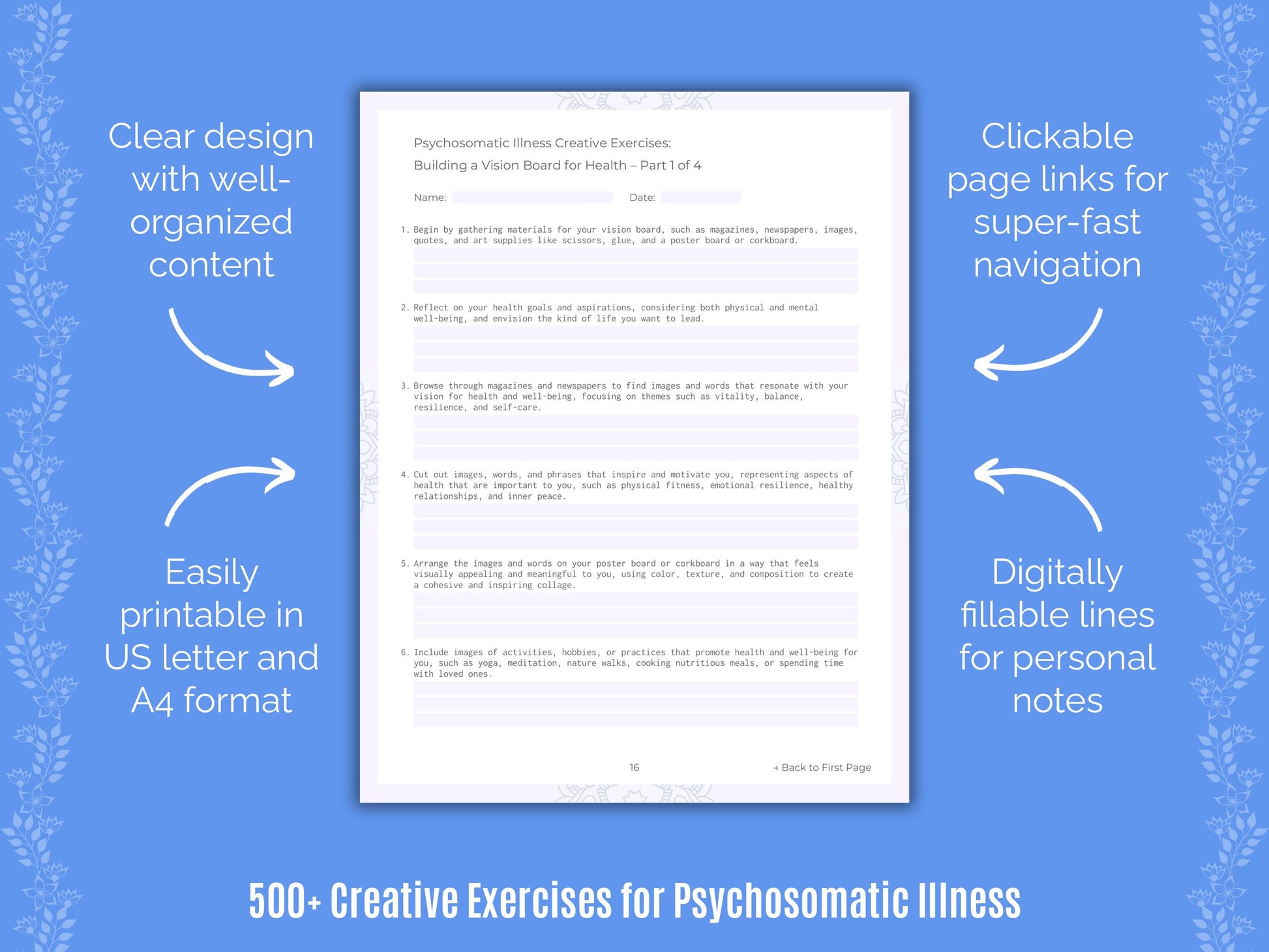 Psychosomatic Illness Creative Exercises Worksheets