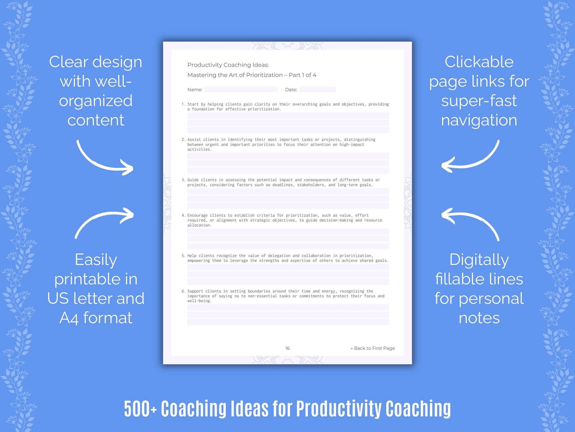 Productivity Coaching Ideas Resource