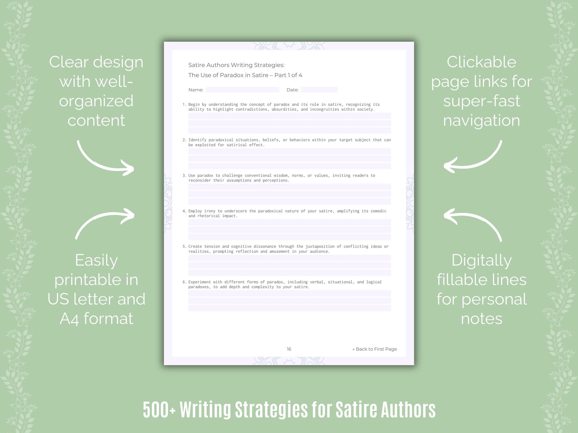 Satire Authors Writing Strategies Worksheets