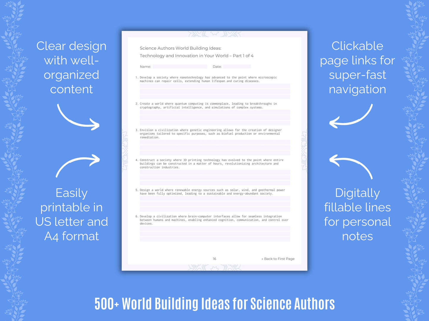 Science Authors World Building Ideas Worksheets