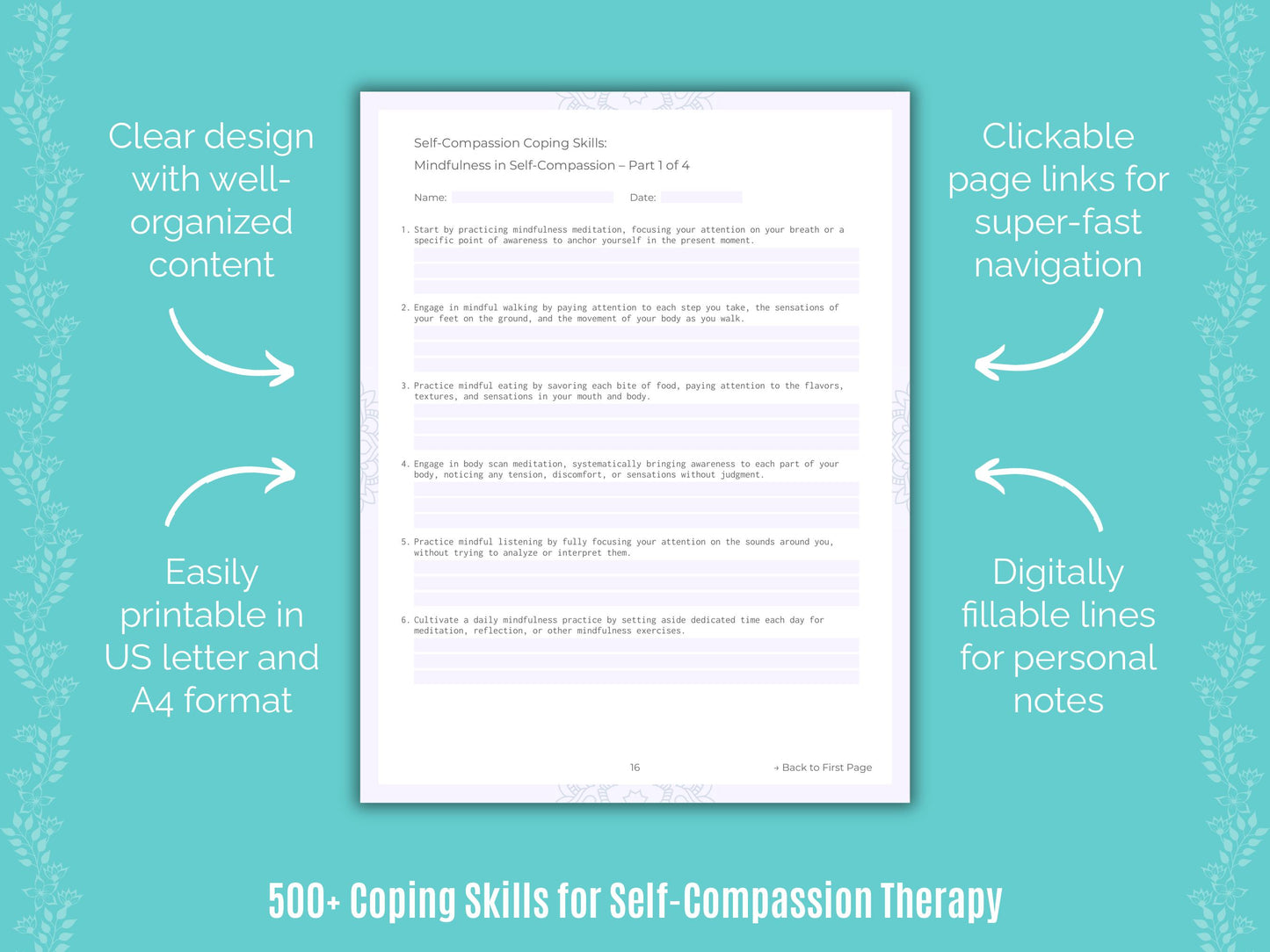 Self-Compassion Therapy Worksheets