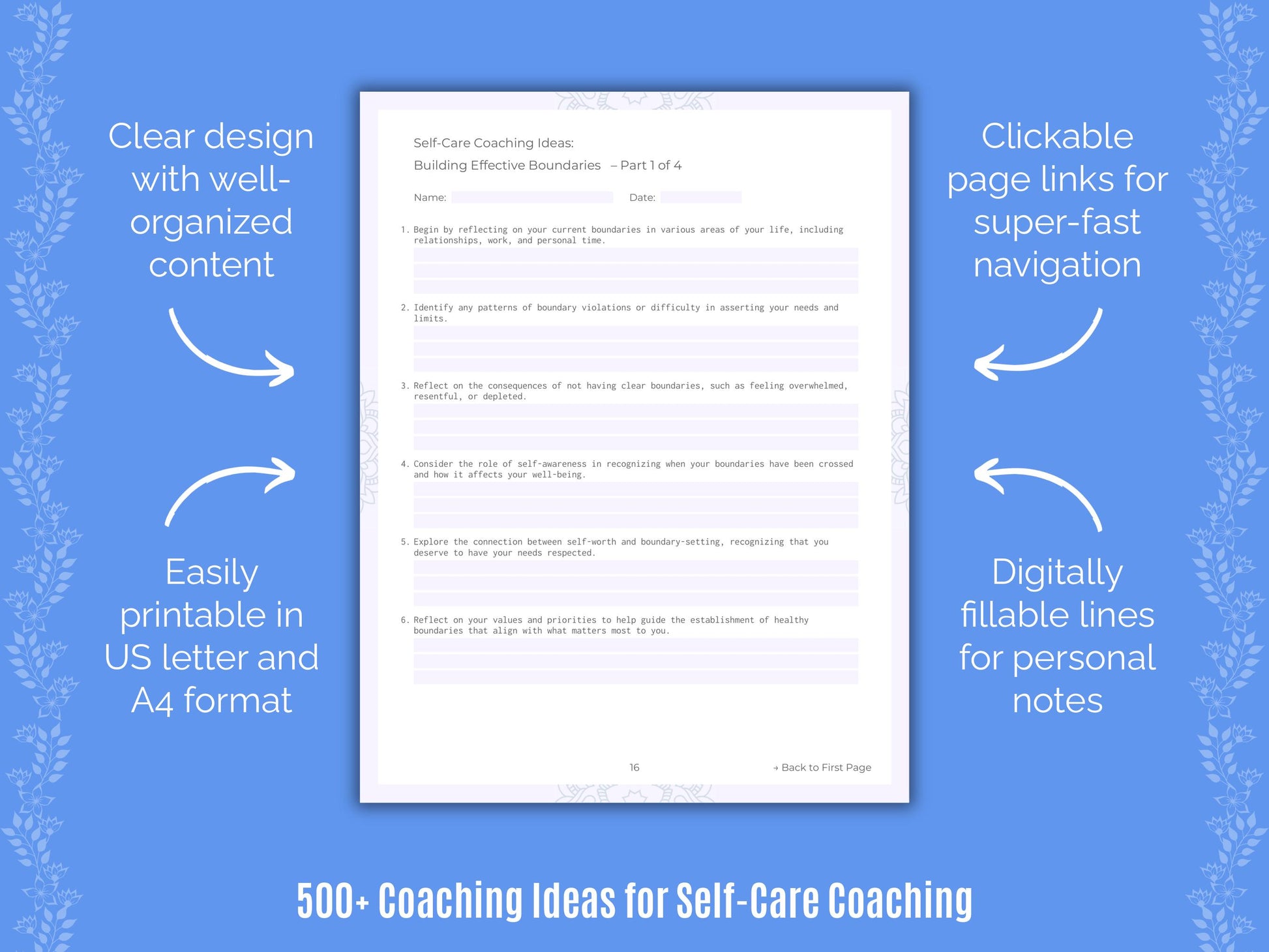 Self-Care Coaching Ideas Workbook