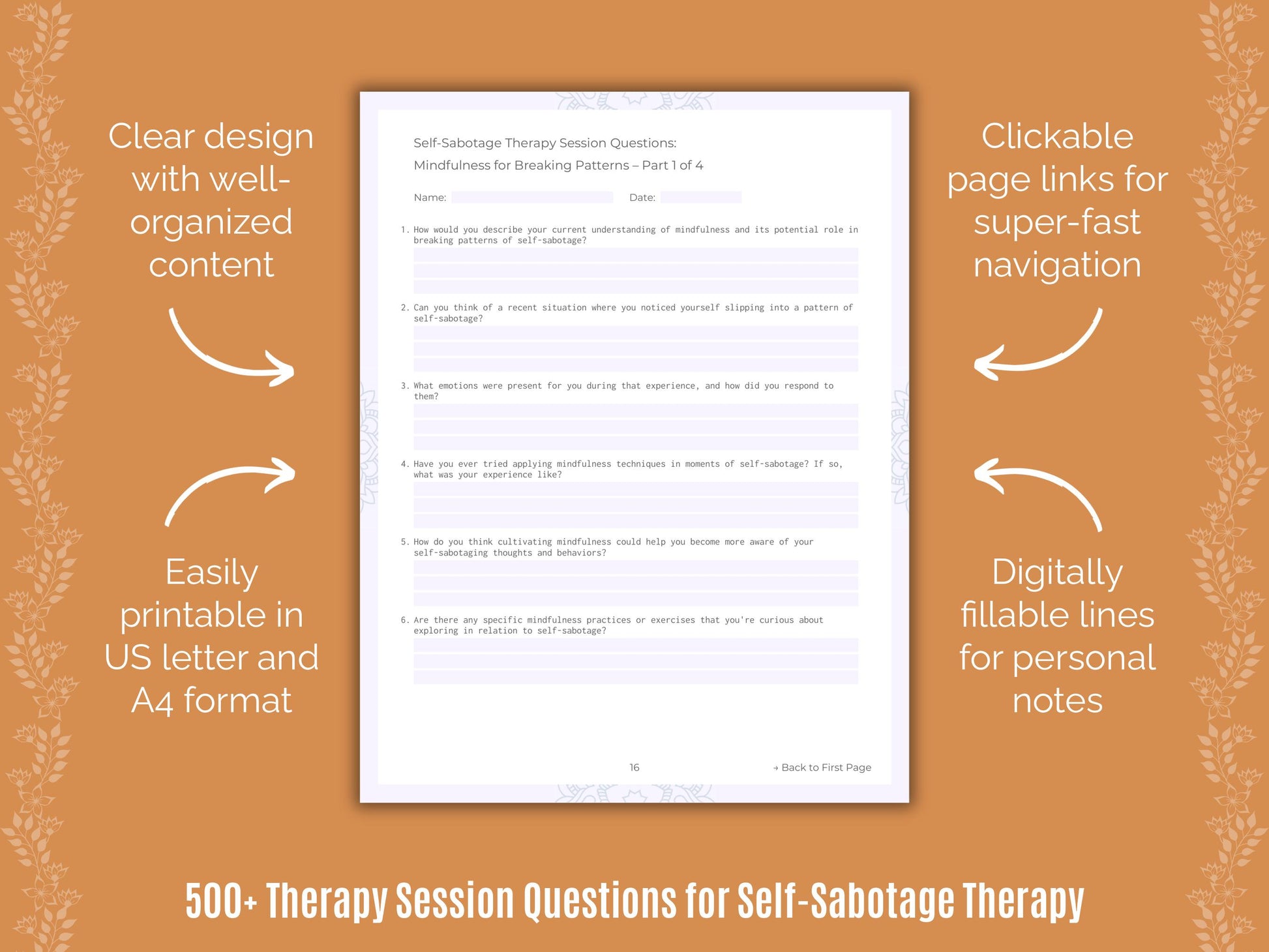 Self-Sabotage Therapy Workbook