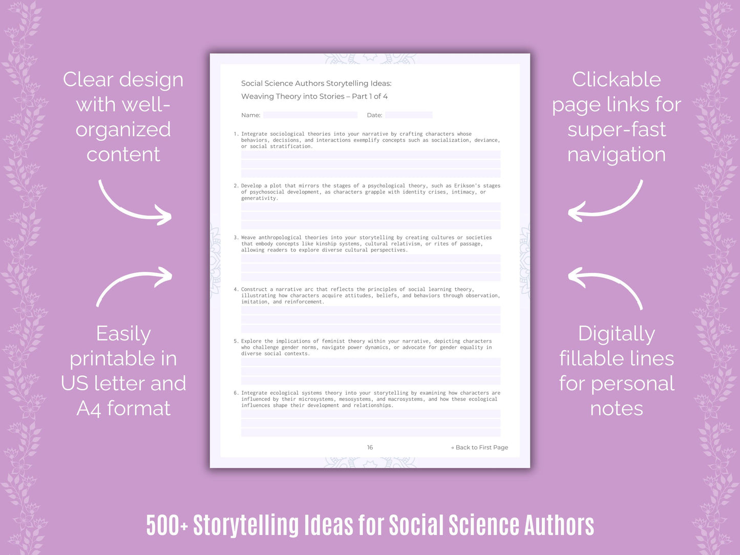 Social Science Authors Storytelling Ideas Workbook