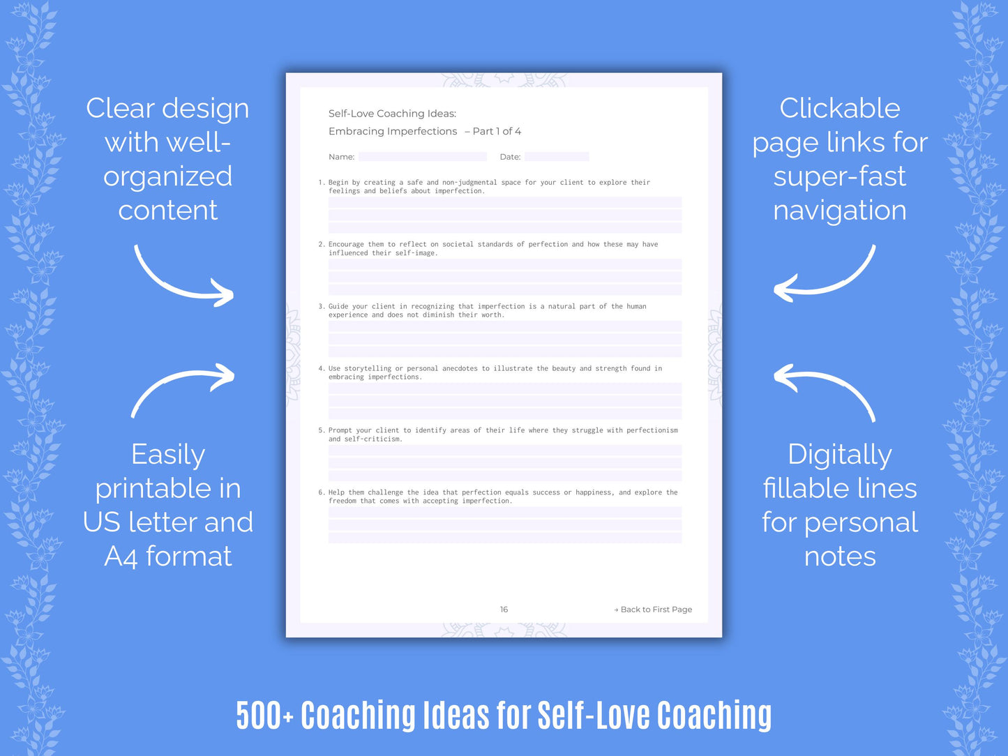 Self-Love Coaching Ideas Worksheets