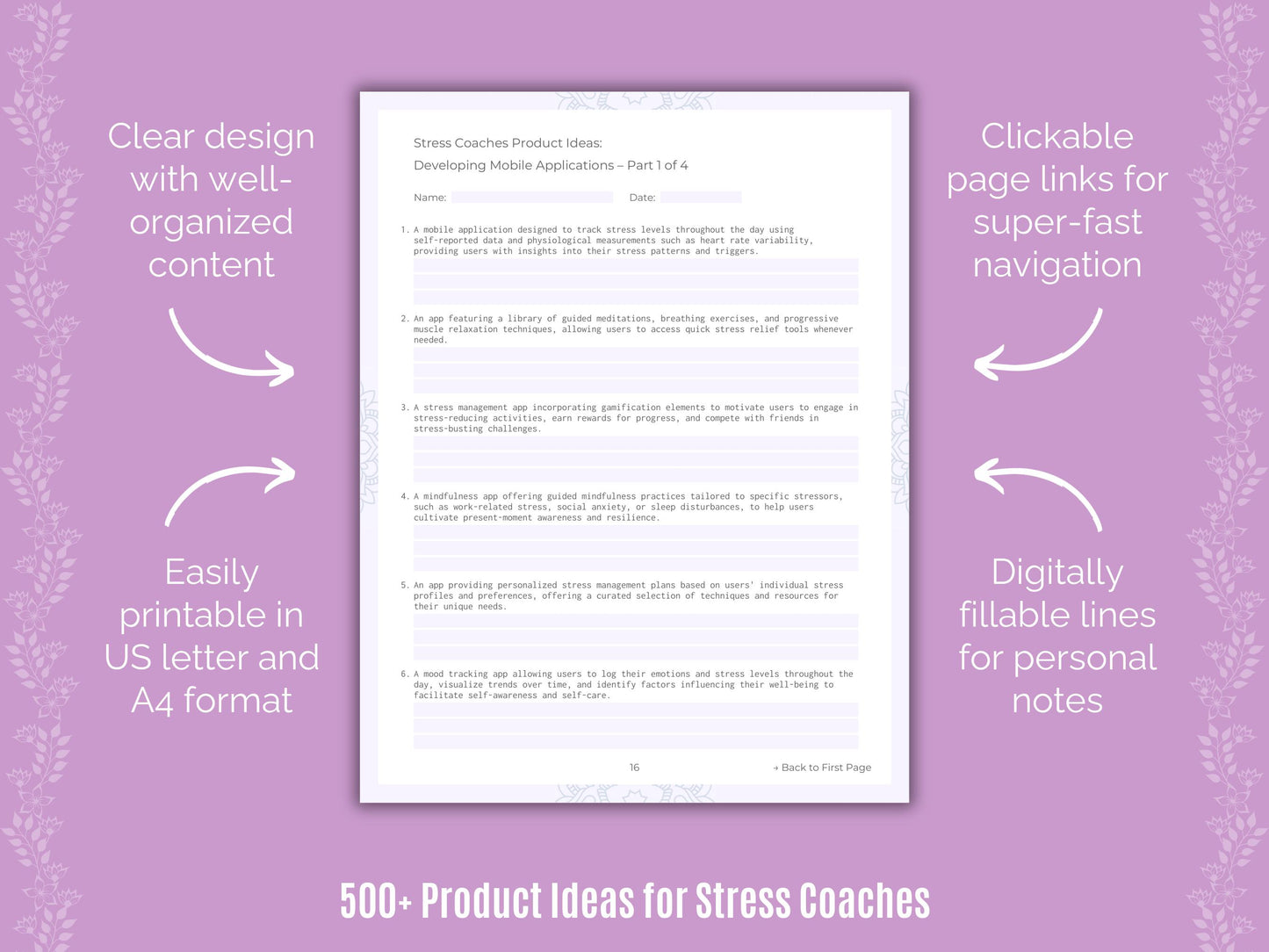Stress Coaches Product Ideas Resource