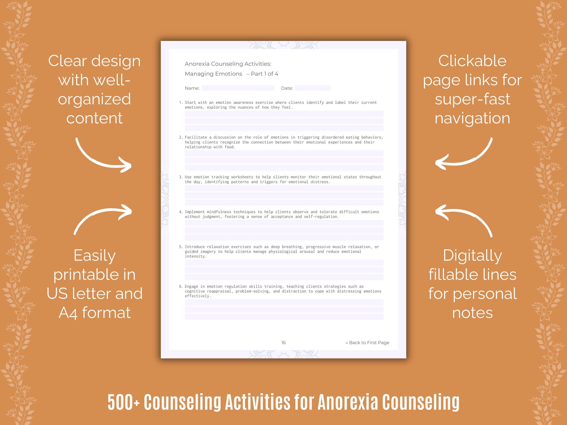 Anorexia Counseling Activities