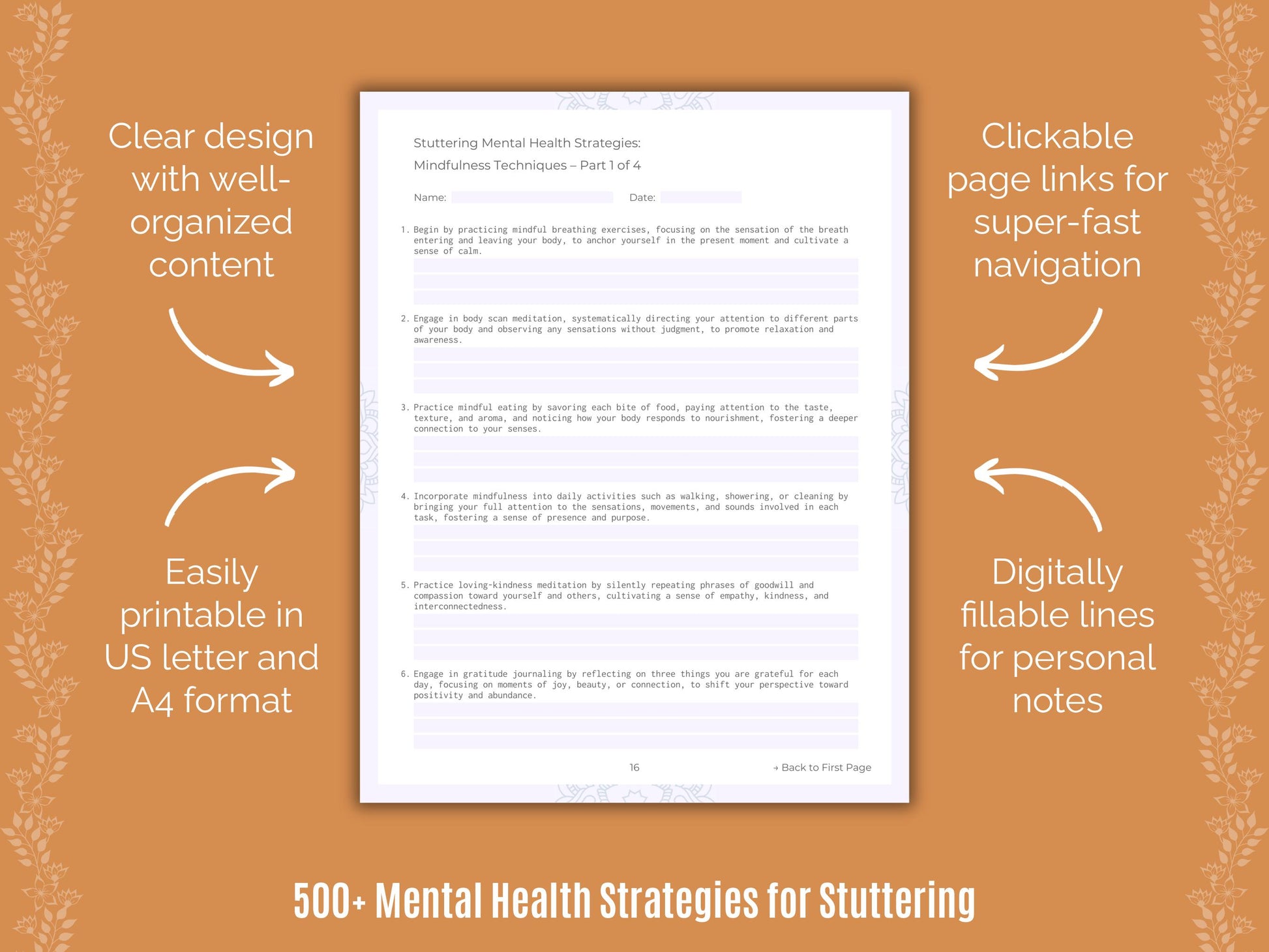 Stuttering Mental Health Strategies Worksheets