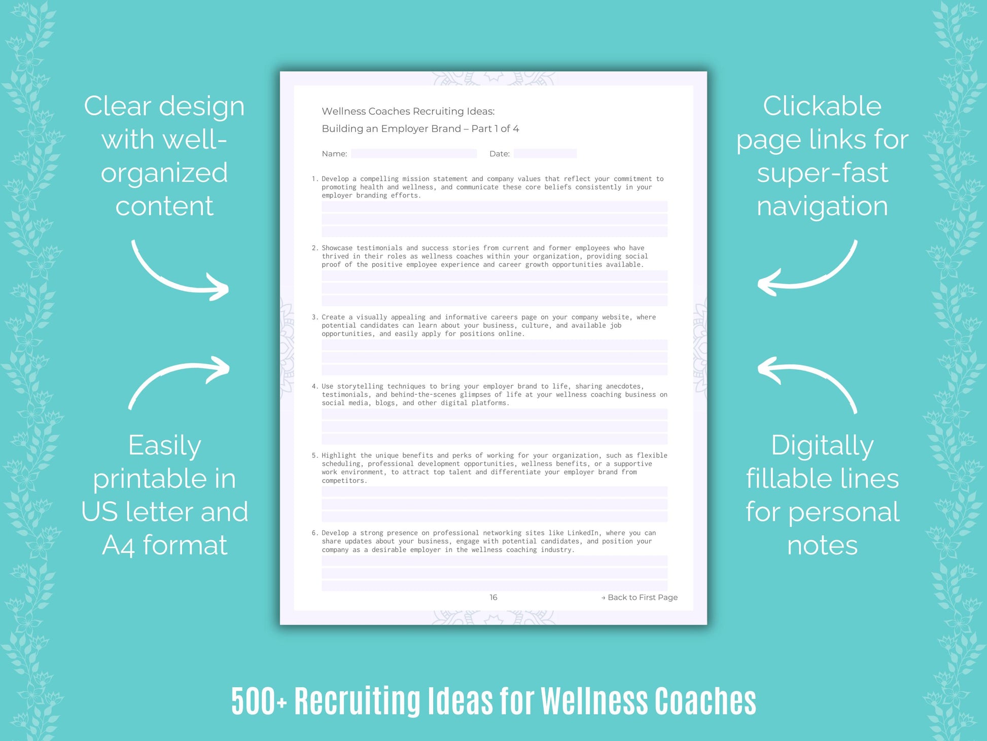 Wellness Coaches Business Worksheets