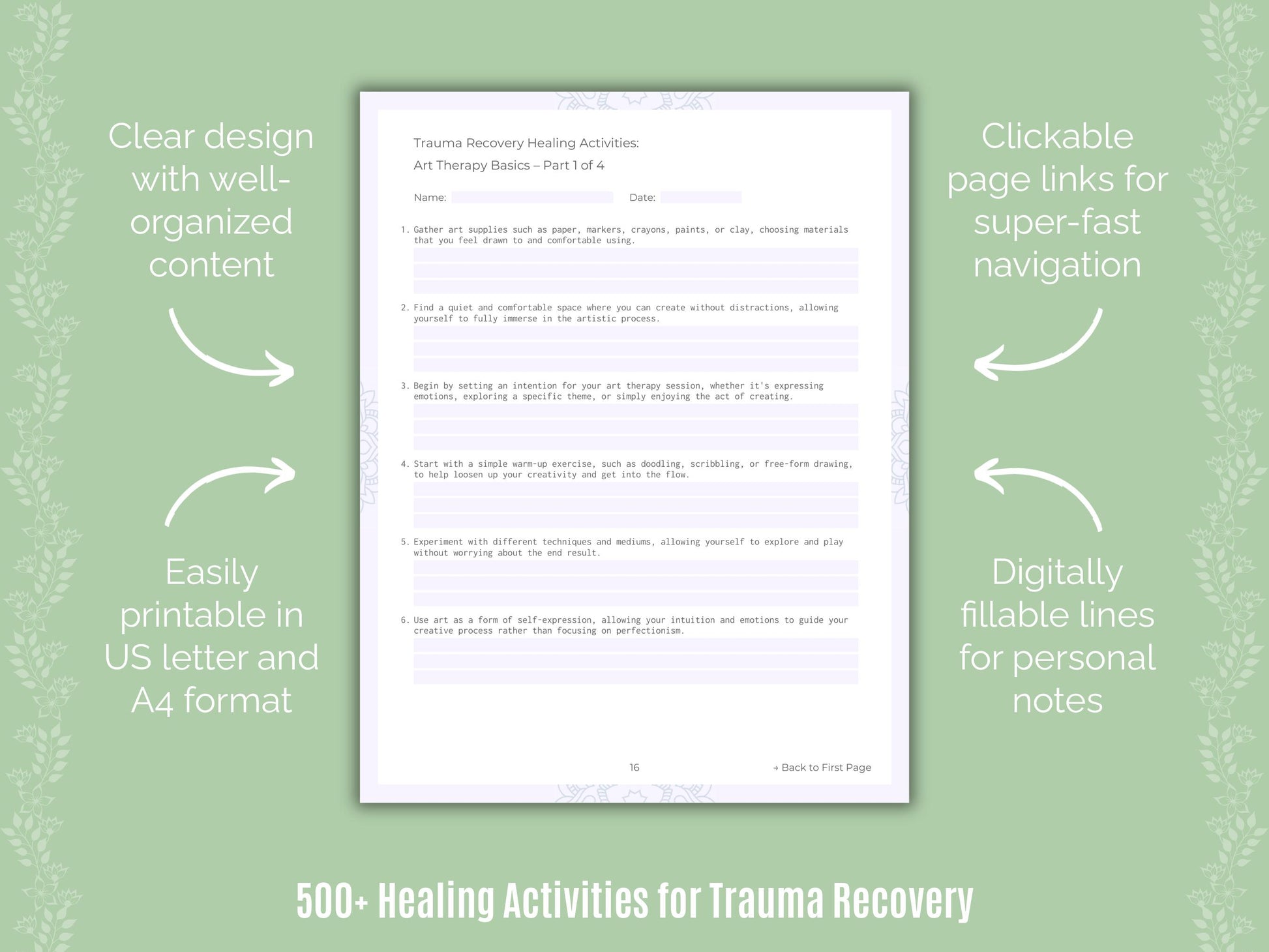 Trauma Recovery Healing Activities Resource