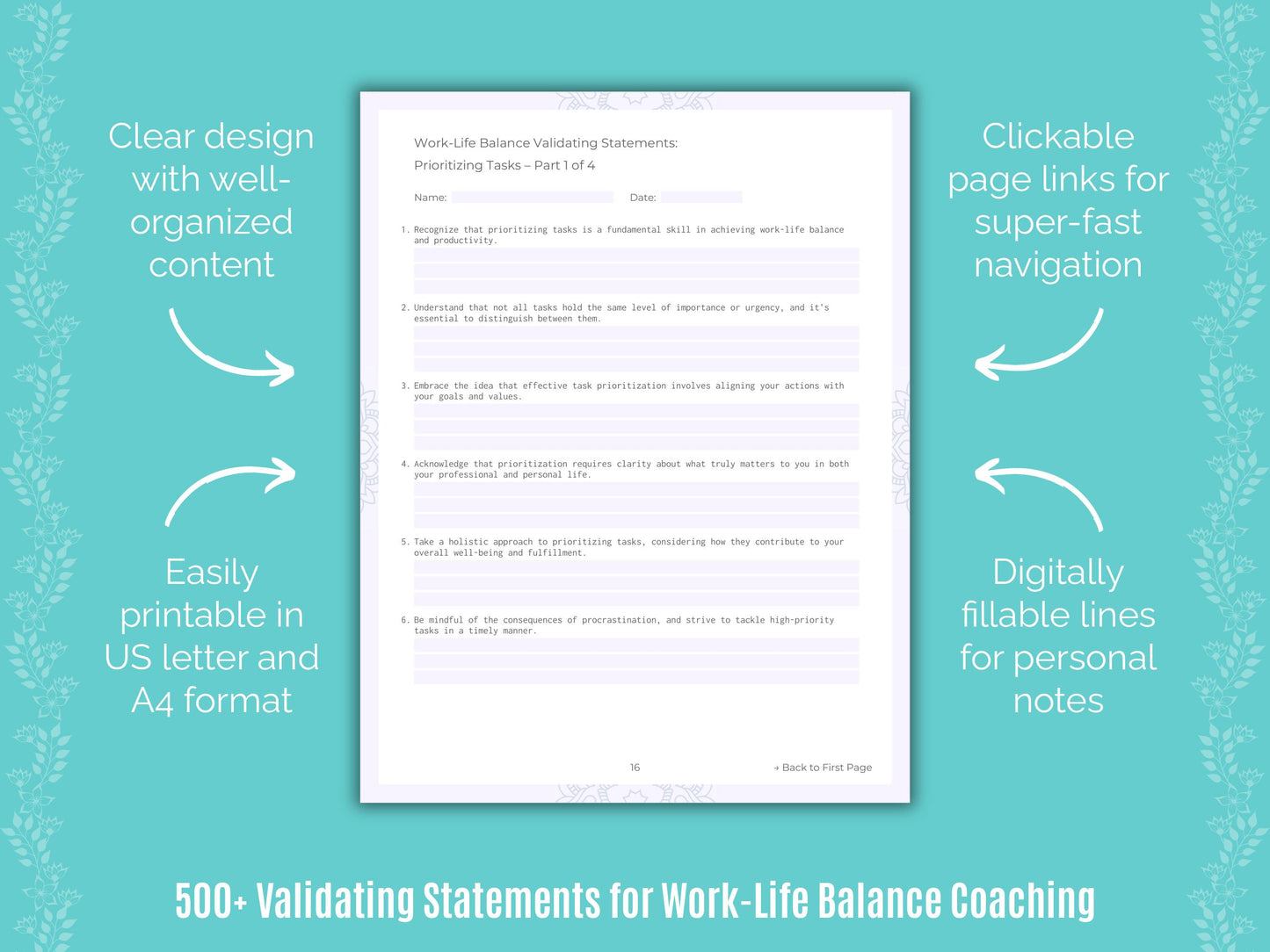 Work-Life Balance Validating Coaching Statements Workbook
