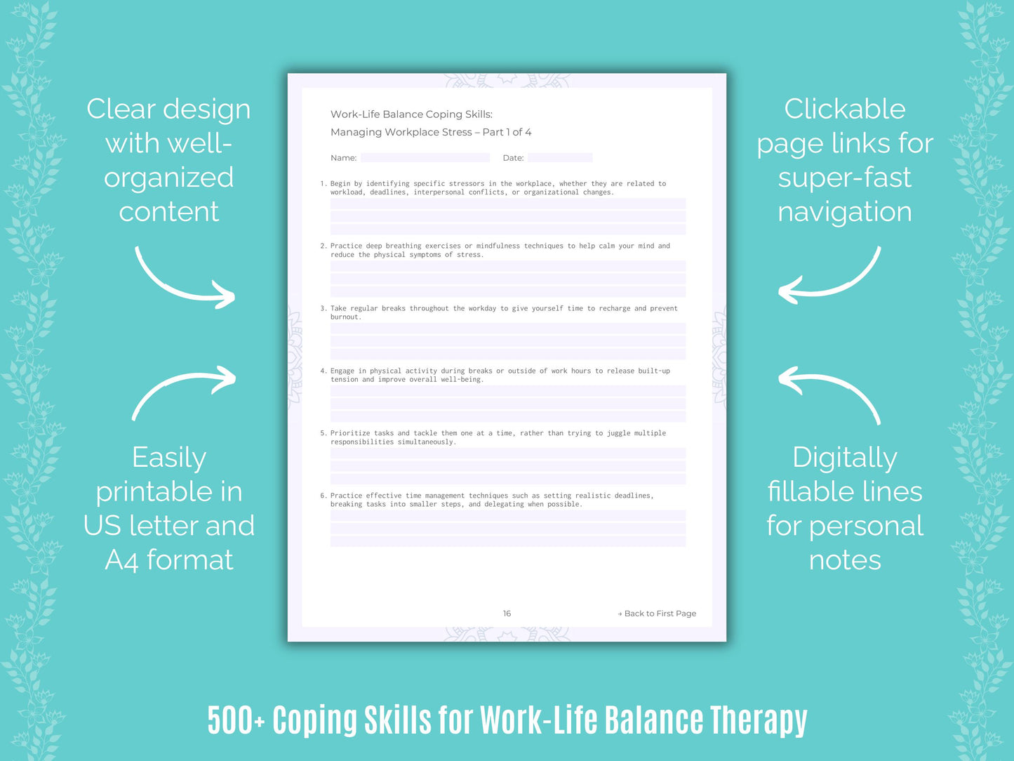 Work-Life Balance Coping Skills Worksheets