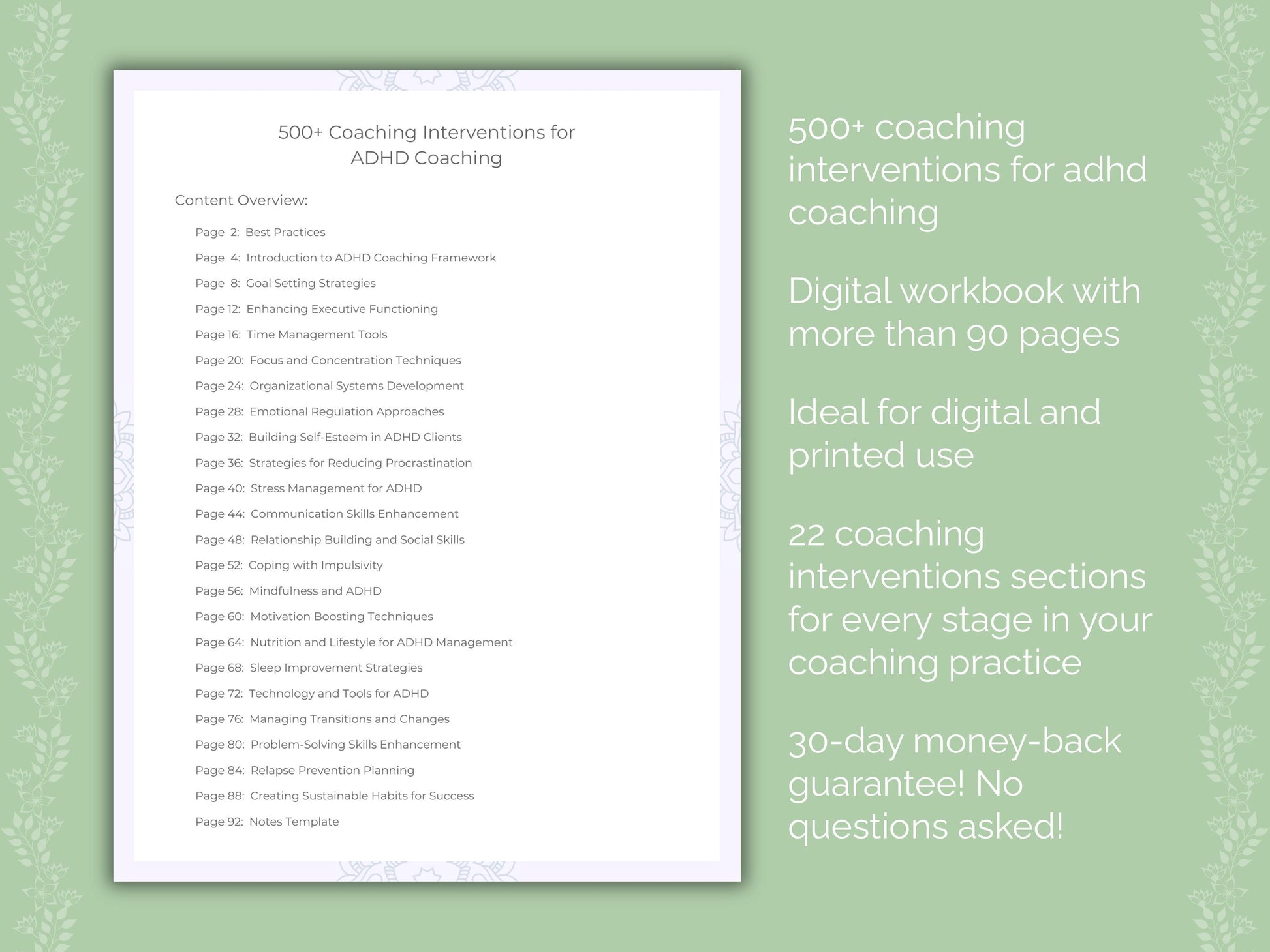 ADHD Coaching Interventions Worksheets