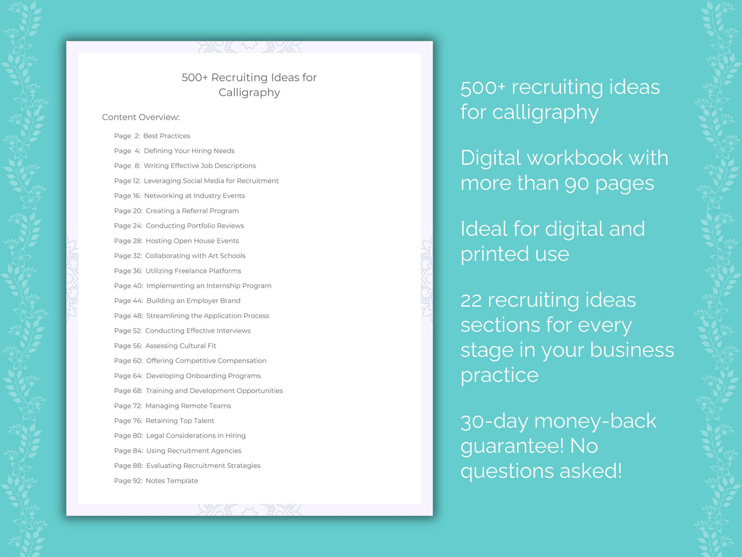 Calligraphy Business Worksheets